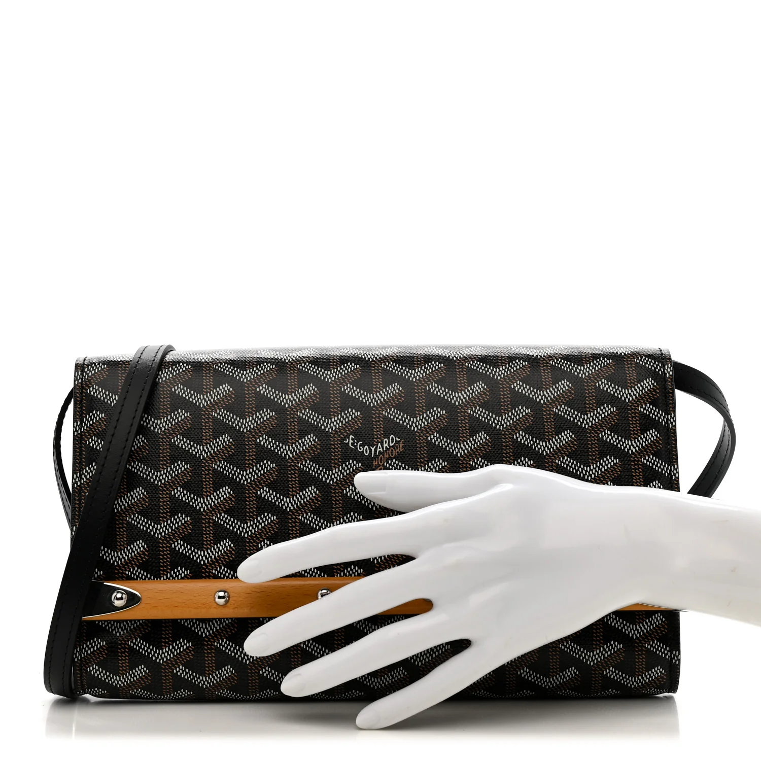 Goyardine Monte Carlo Bois Clutch With Strap Black - Image 2