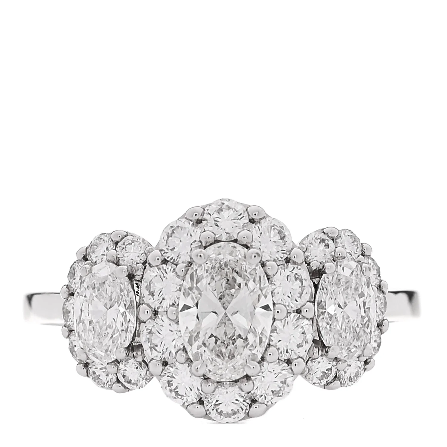 18K White Gold Diamond 1.49ctw Icon Three Stone Oval Engagement Ring 50 5.5