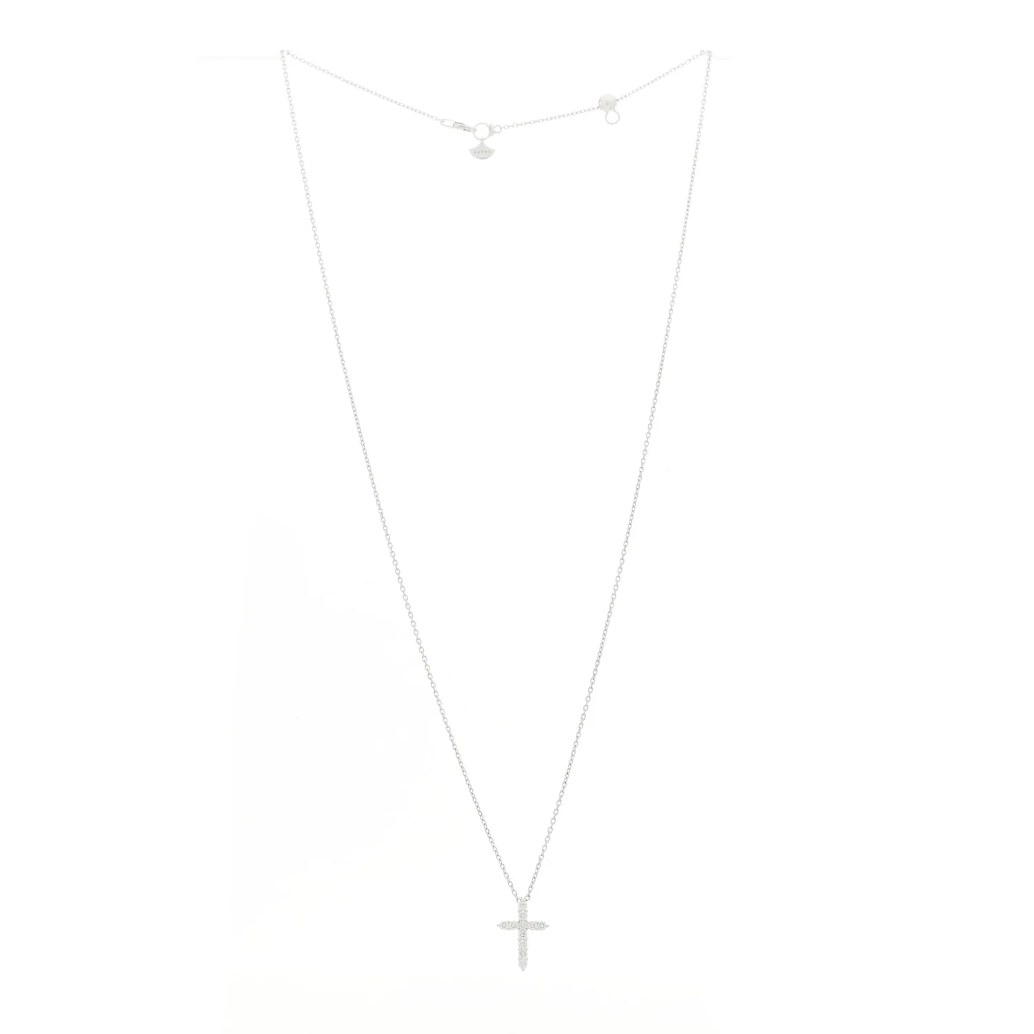 18K White Gold Diamond Petite Cross Pendant Necklace - Image 3
