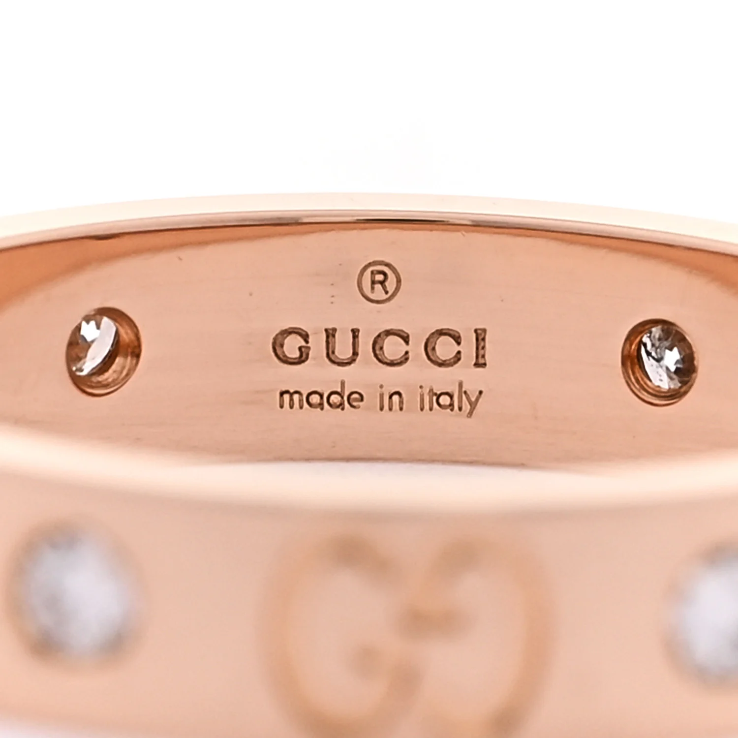 18K Rose Gold Diamond Icon Band Ring 54 6.75 - Image 4