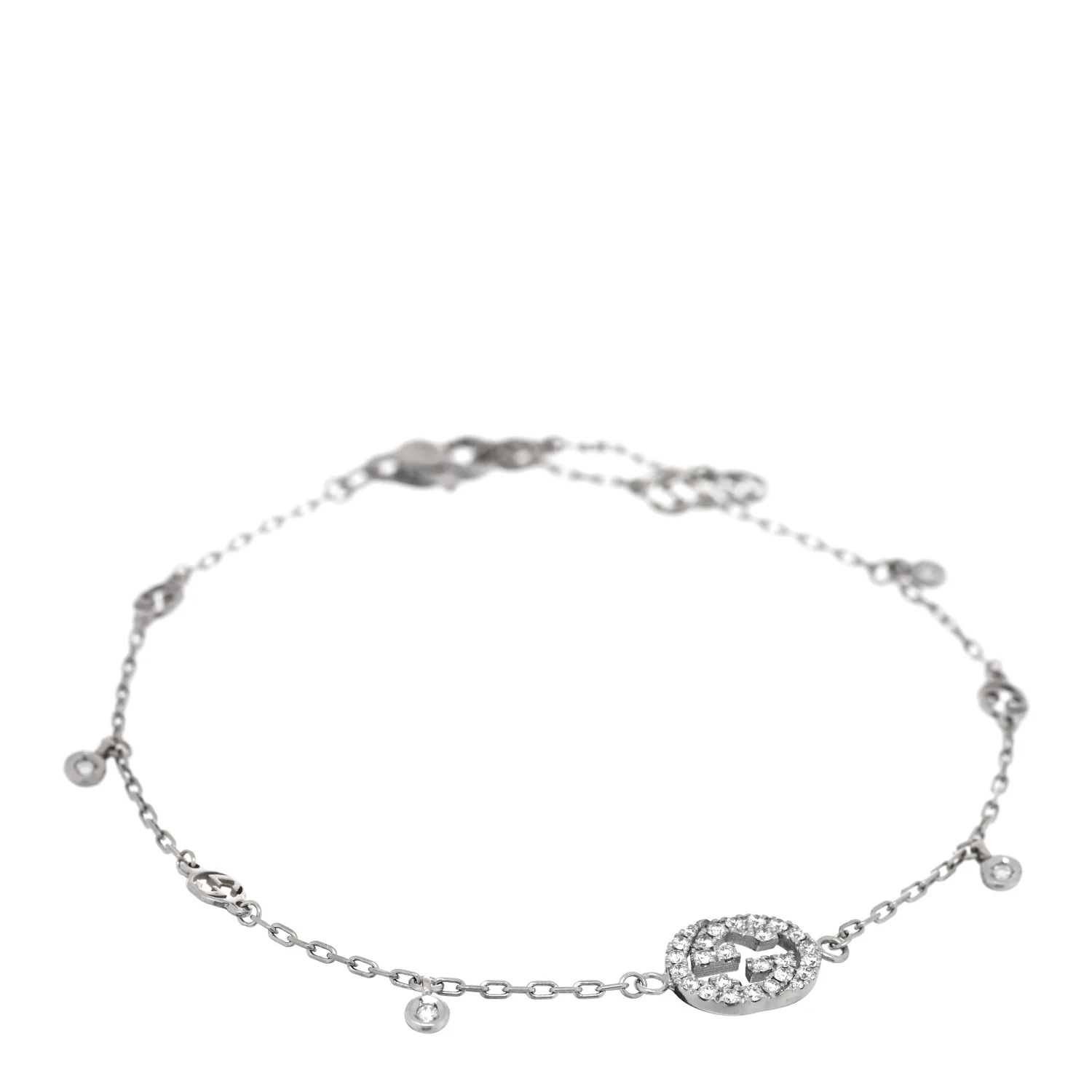 18K White Gold Diamond GG Running Bracelet - Image 2