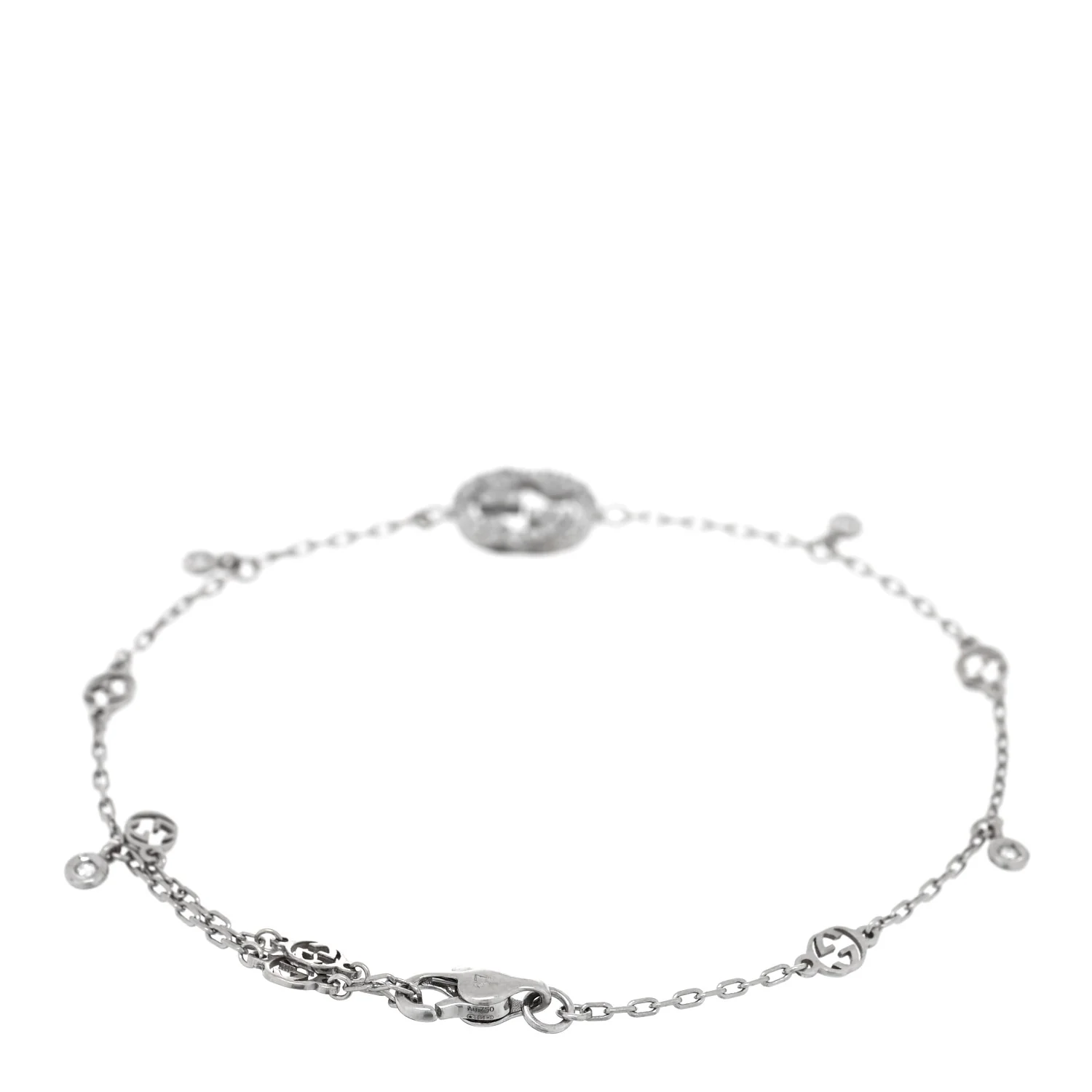 18K White Gold Diamond GG Running Bracelet - Image 4