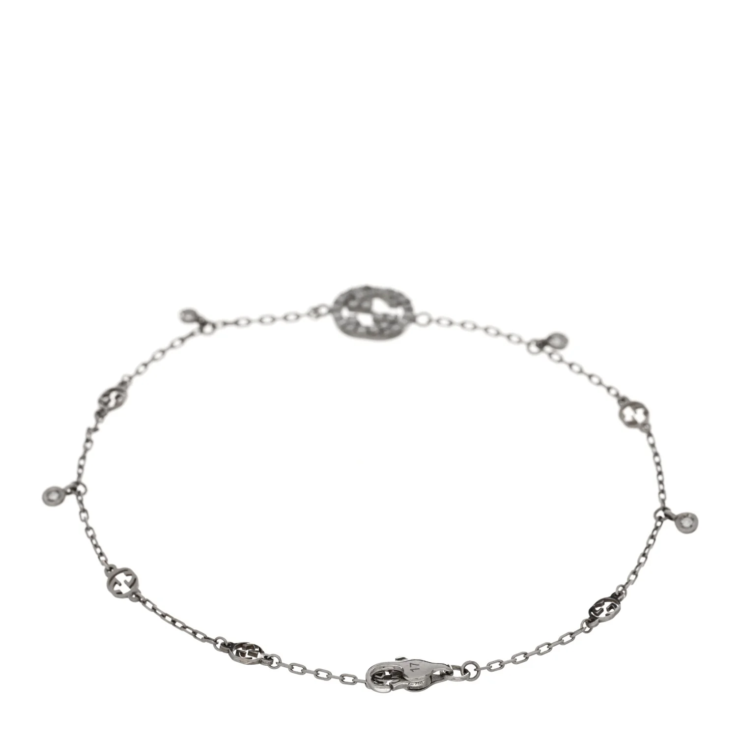 18K White Gold Diamond GG Running Bracelet - Image 5