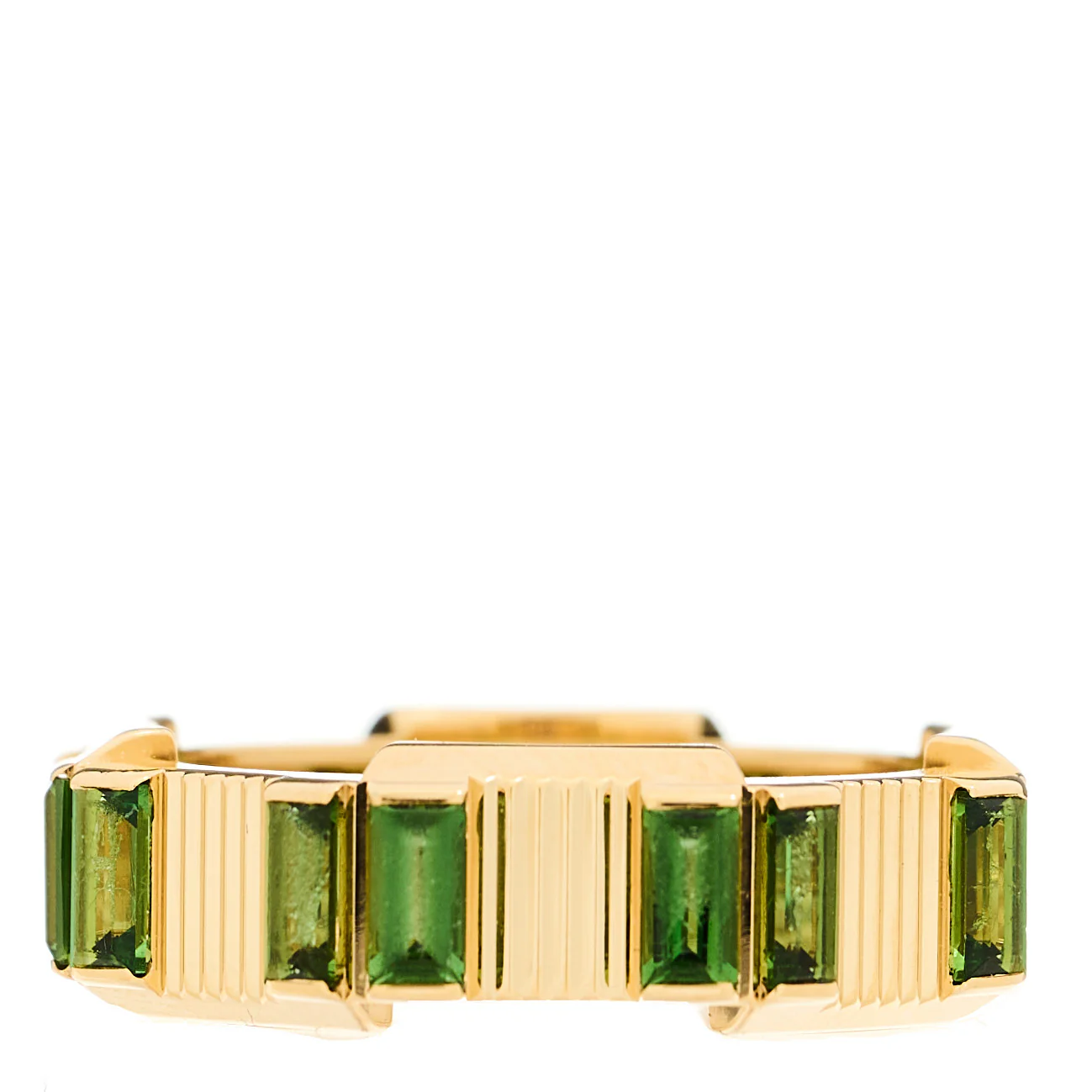 18K Yellow Gold Green Tourmaline 7mm Link to Love Ring 54 6.75