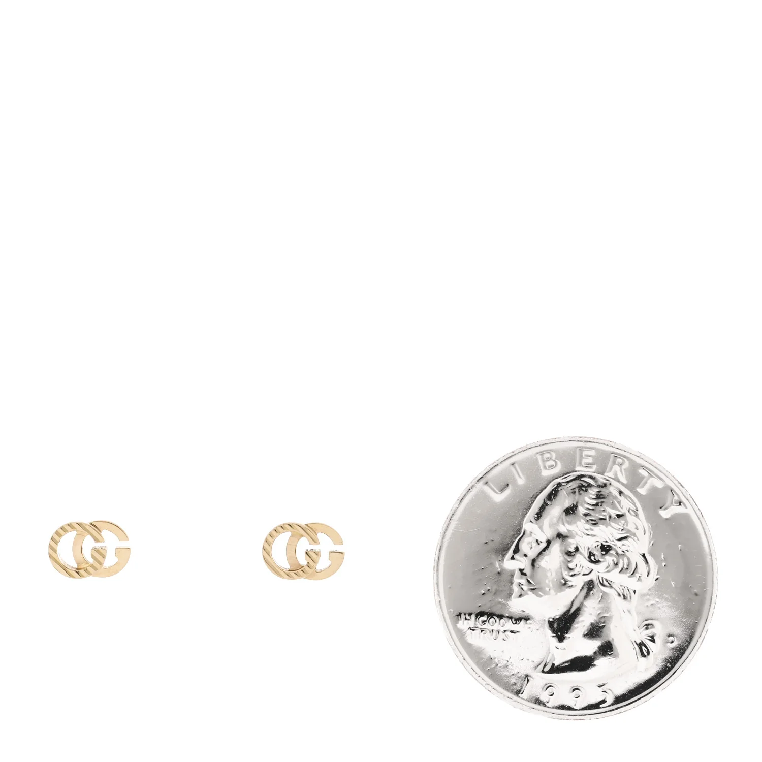 18K Yellow Gold Mini Running GG Stud Earrings - Image 2