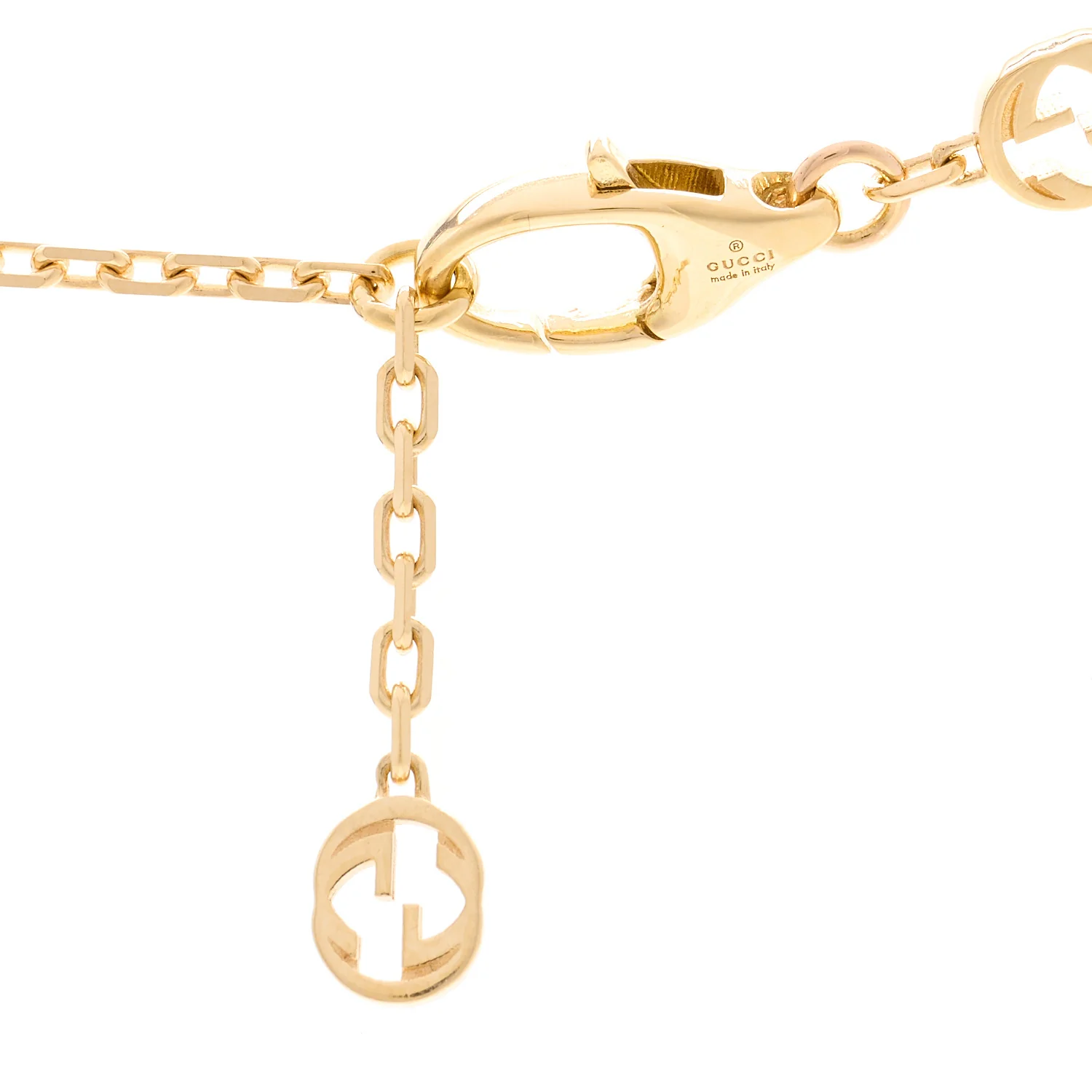 18K Yellow Gold Running GG Station Necklace - Image 4