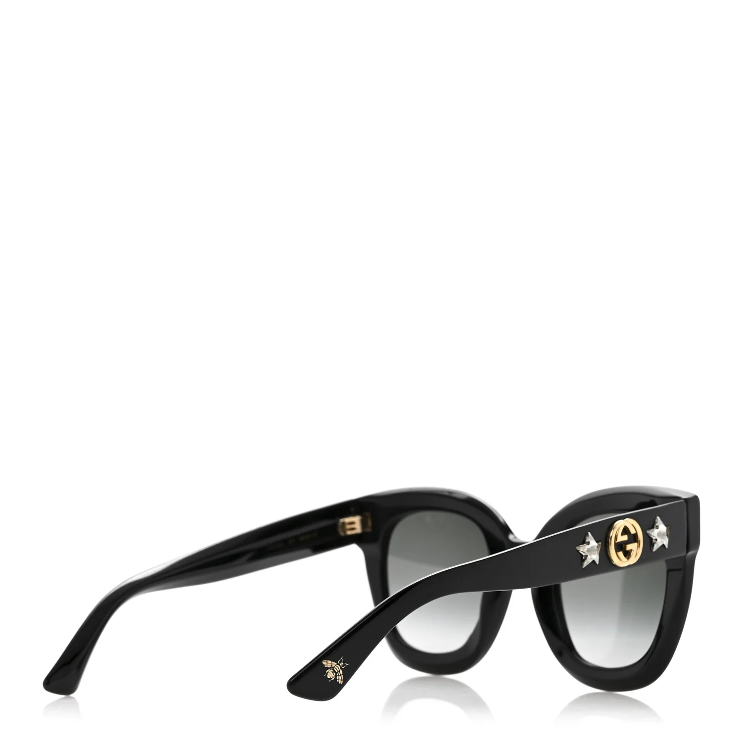 Acetate Crystal Star Round Frame Sunglasses GG0208S Black - Image 4