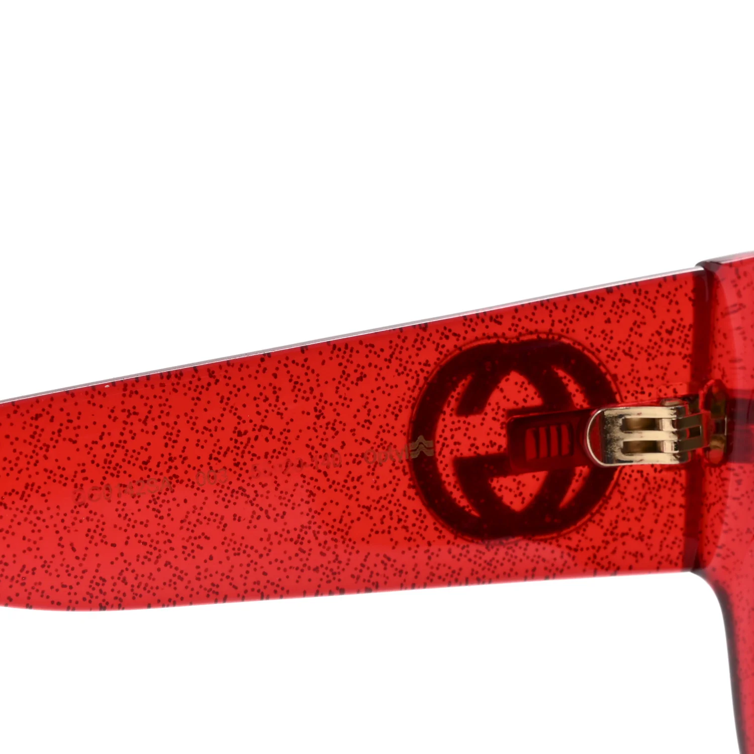 Acetate Glitter Round Frame Sunglasses GG0142SA Red - Image 7