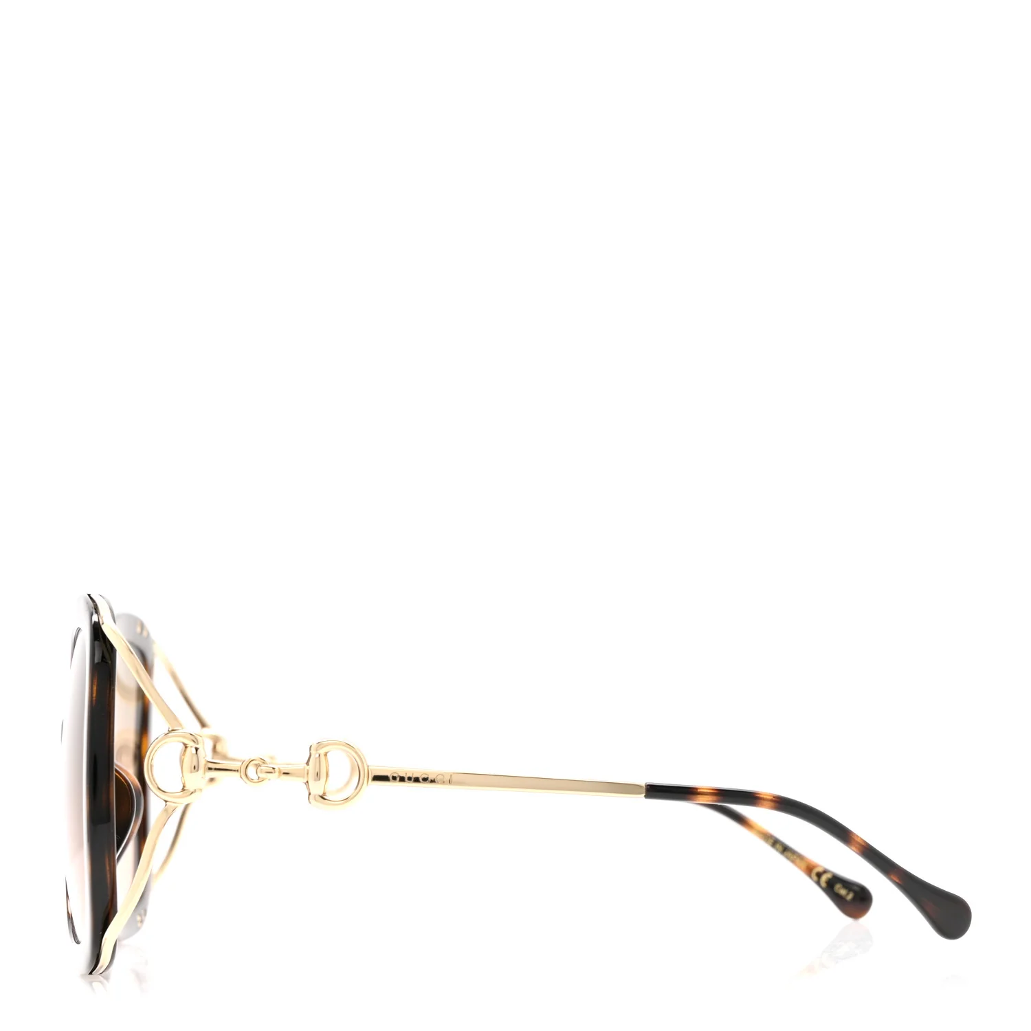 Acetate Horsebit Square Frame Sunglasses GG1021S Tortoise - Image 3
