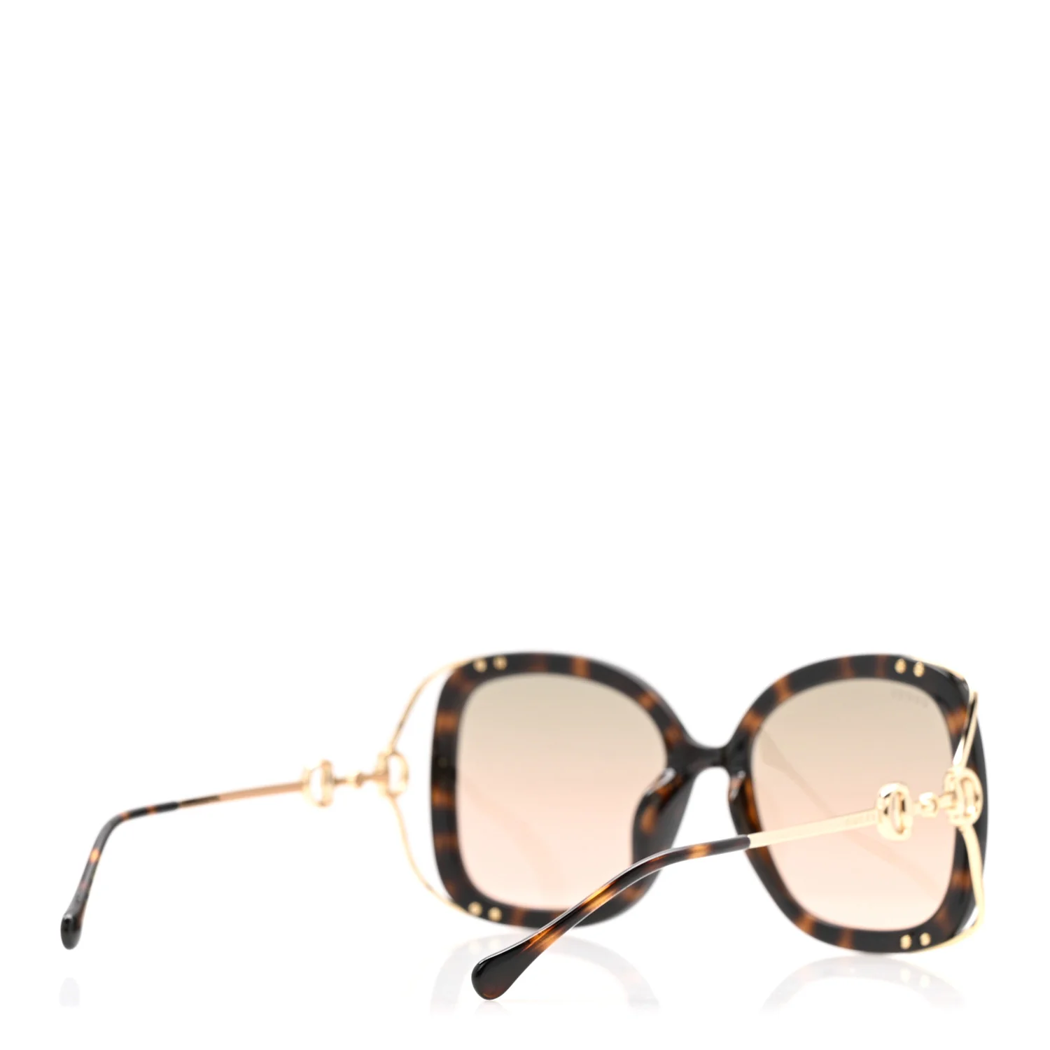 Acetate Horsebit Square Frame Sunglasses GG1021S Tortoise - Image 4