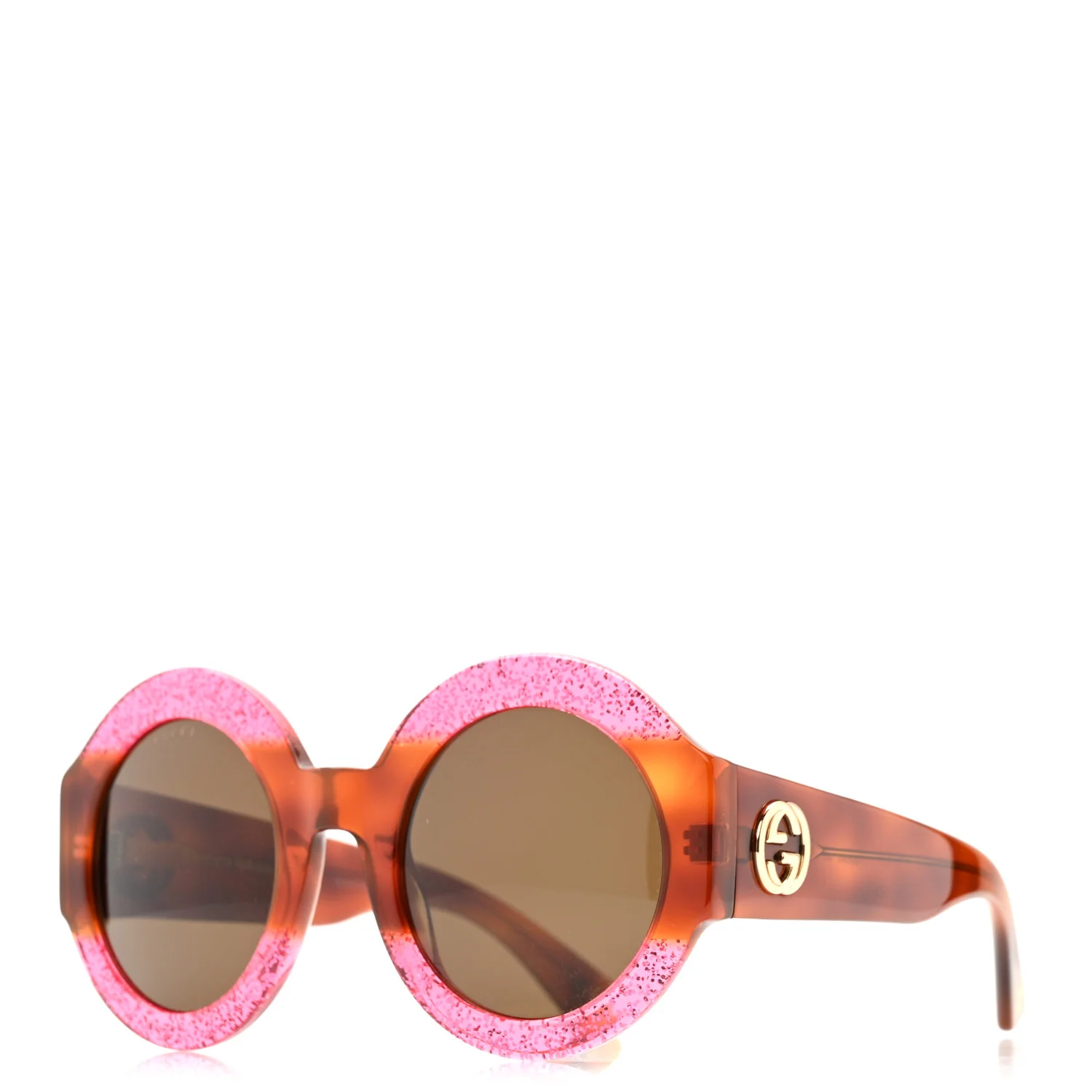 Acetate Round GG0084S Sunglasses Glitter Fuchsia