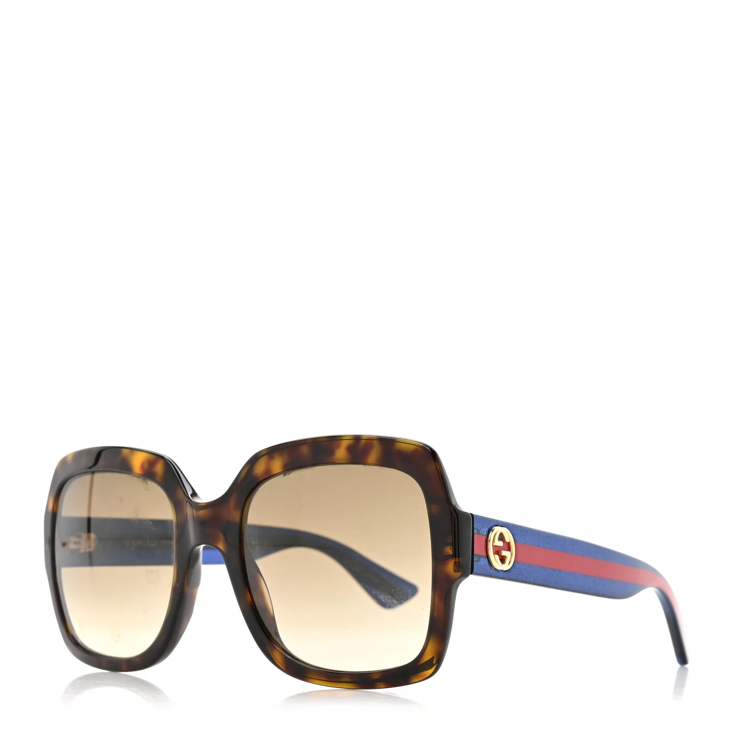 Acetate Square Frame Web Glitter Sunglasses GG0036S Brown Blue