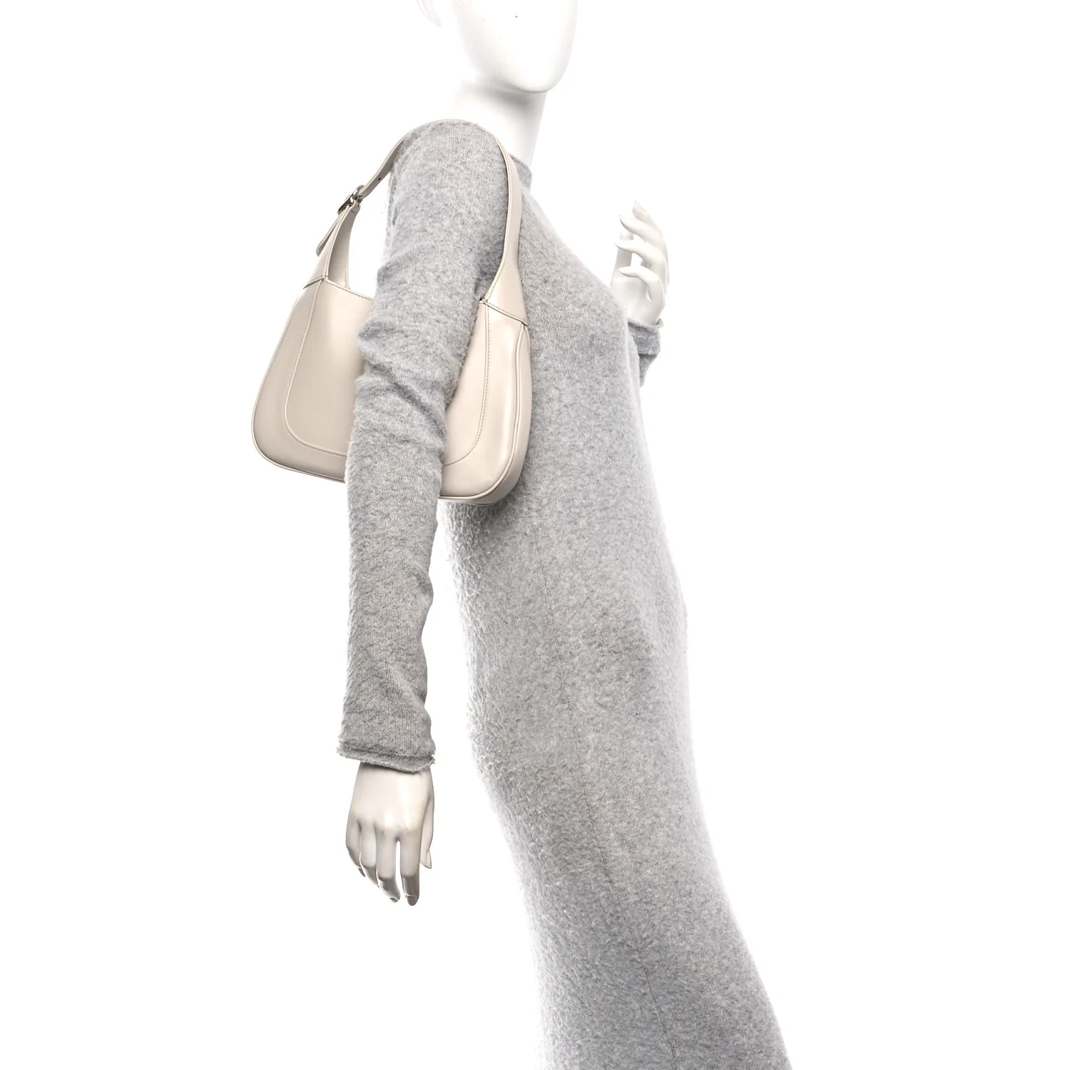 Ancora Calfskin Web Small Jackie Shoulder Bag Light Grey - Image 2