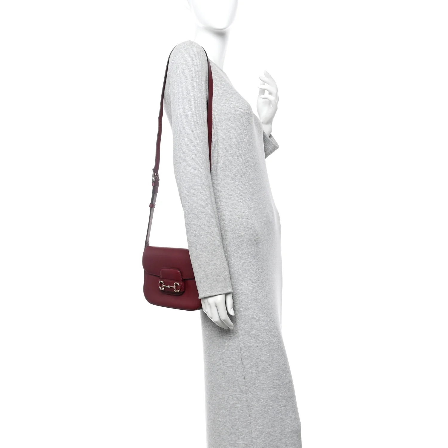 Arabella Calfskin Horsebit 1955 Shoulder Bag Rosso Ancora - Image 3