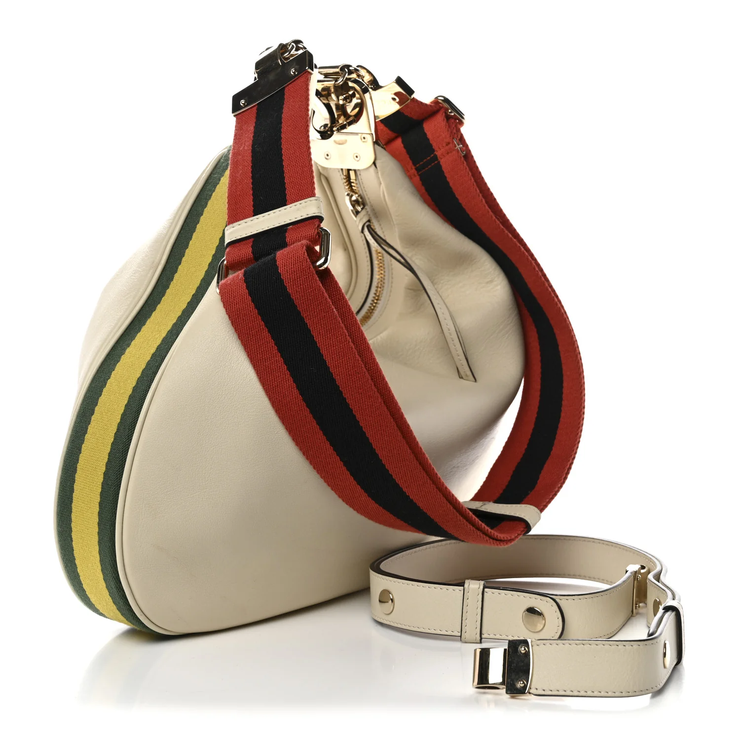 Aria Calfskin Web Large Attache Shoulder Bag Beige - Image 3
