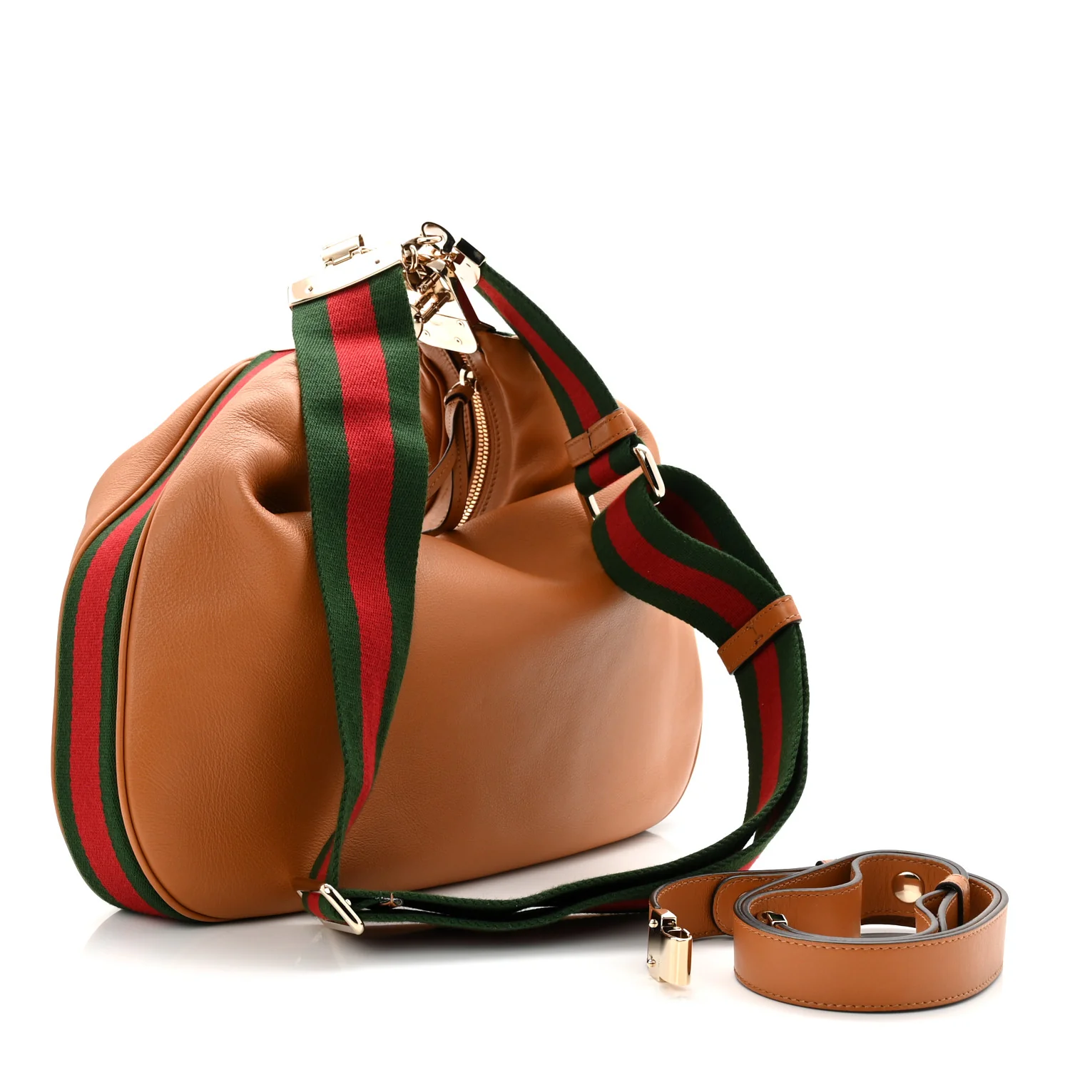 Aria Calfskin Web Large Attache Shoulder Bag Dark Orange - Image 3