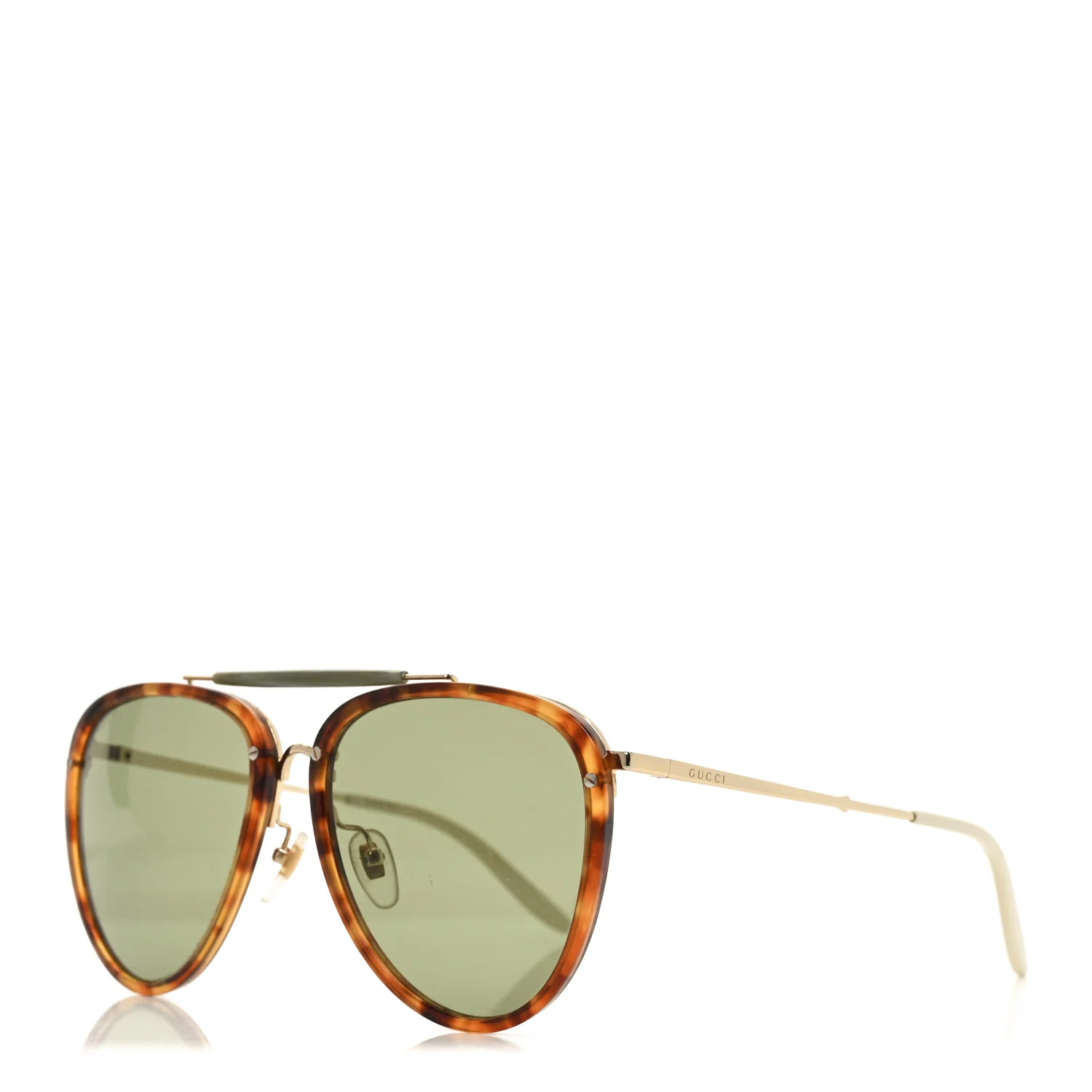 Aviator Sunglasses GG0672S Havana Gold Green