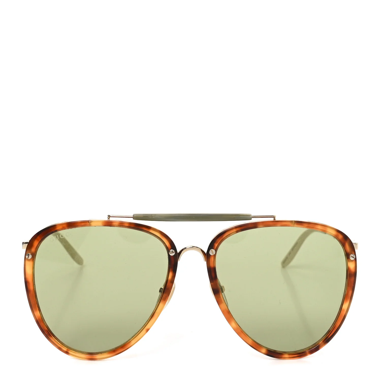 Aviator Sunglasses GG0672S Havana Gold Green - Image 2