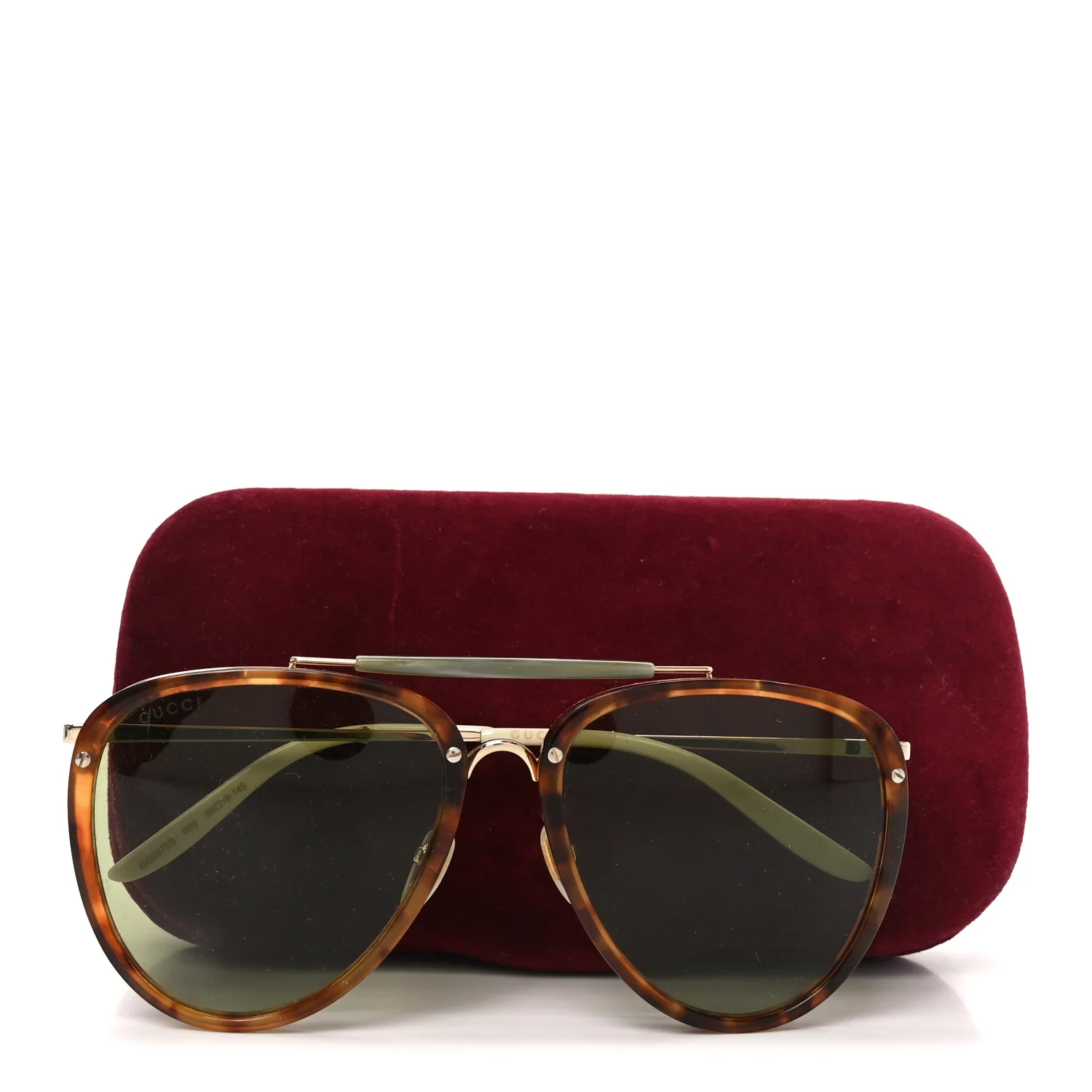Aviator Sunglasses GG0672S Havana Gold Green - Image 7