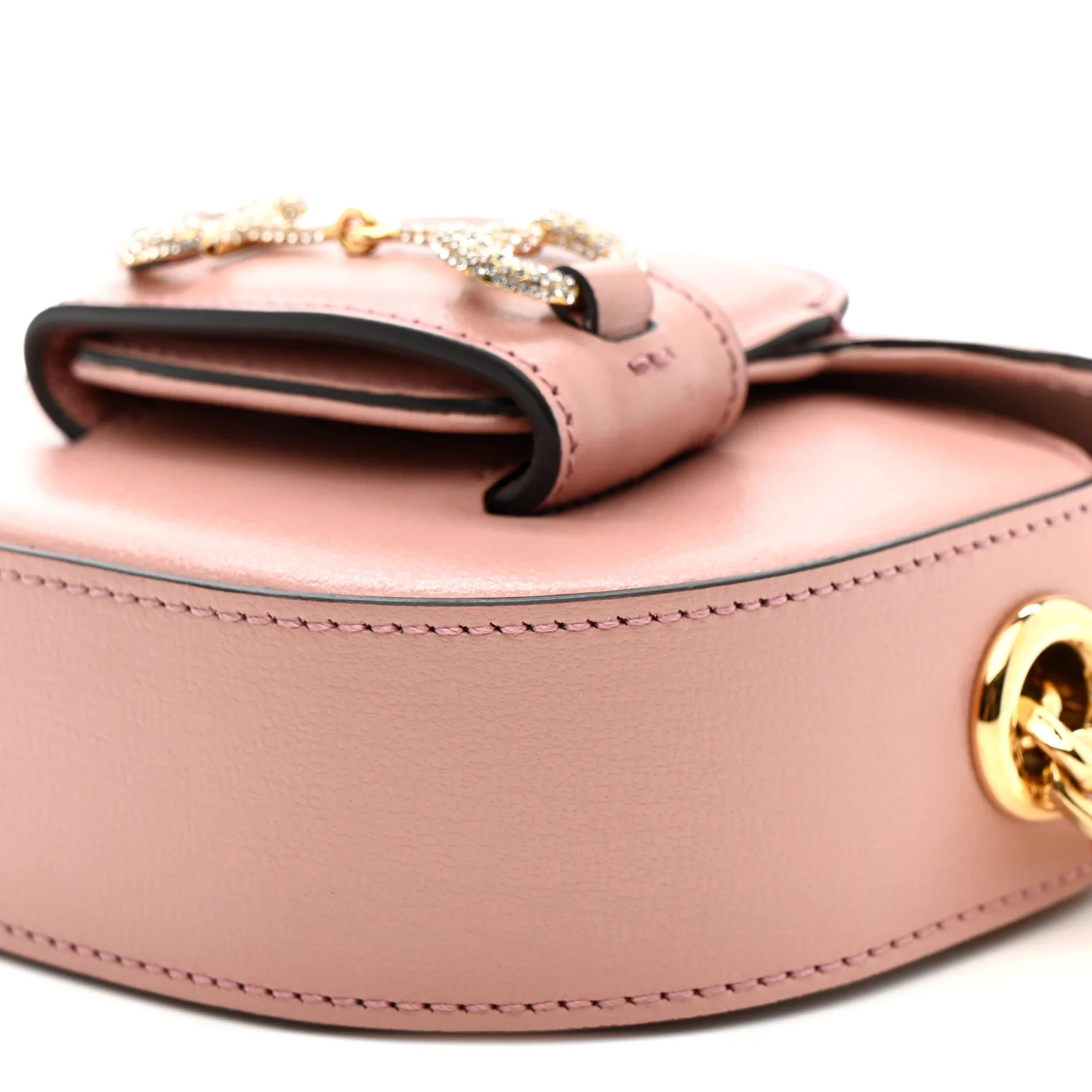 Azalea Calfskin Crystal GG Monogram Mini Horsebit 1955 Waist Bag Pink - Image 11