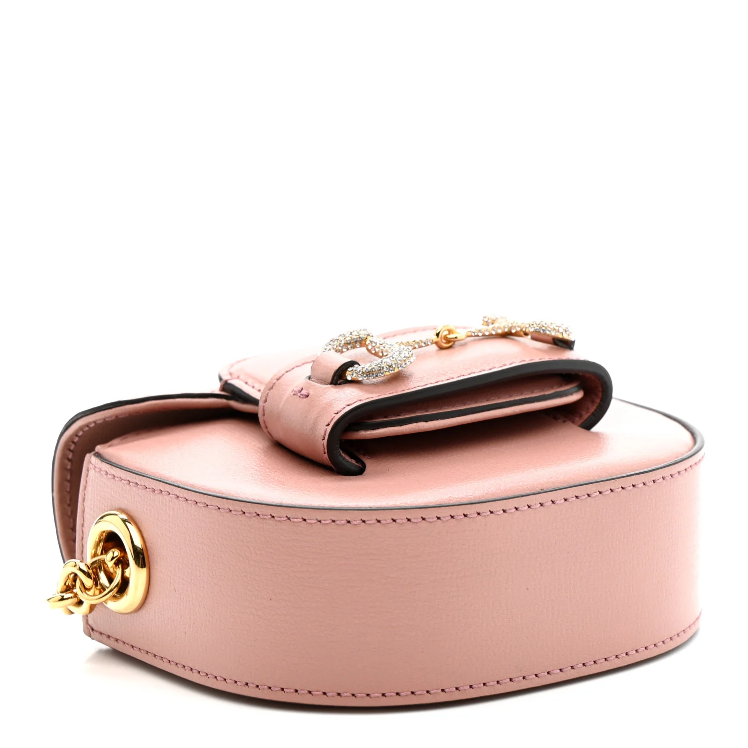 Azalea Calfskin Crystal GG Monogram Mini Horsebit 1955 Waist Bag Pink - Image 4