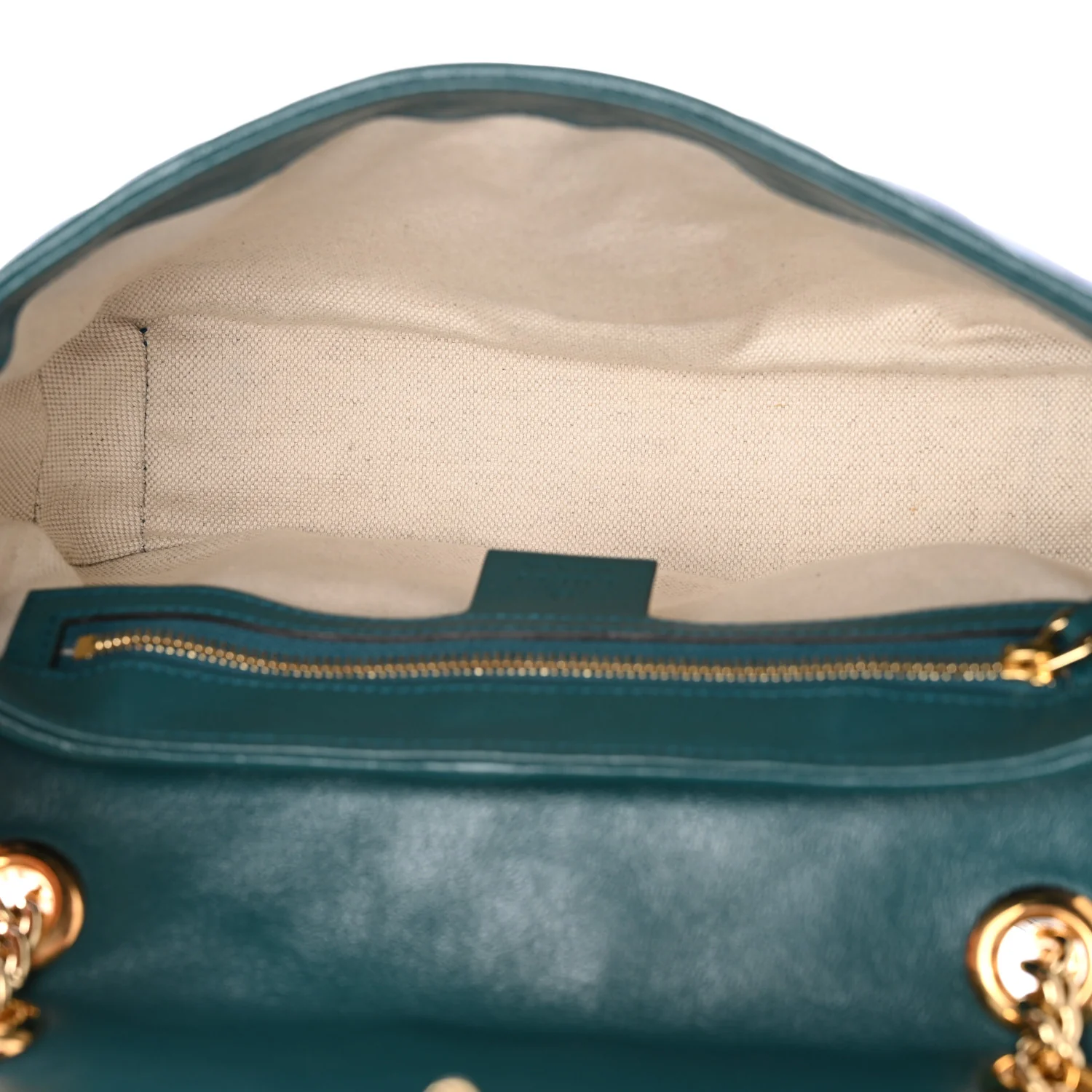 Azalea Calfskin Enamel Matelasse Diagonal Small Torchon GG Marmont Shoulder Bag Imperial Blue Pavone - Image 5