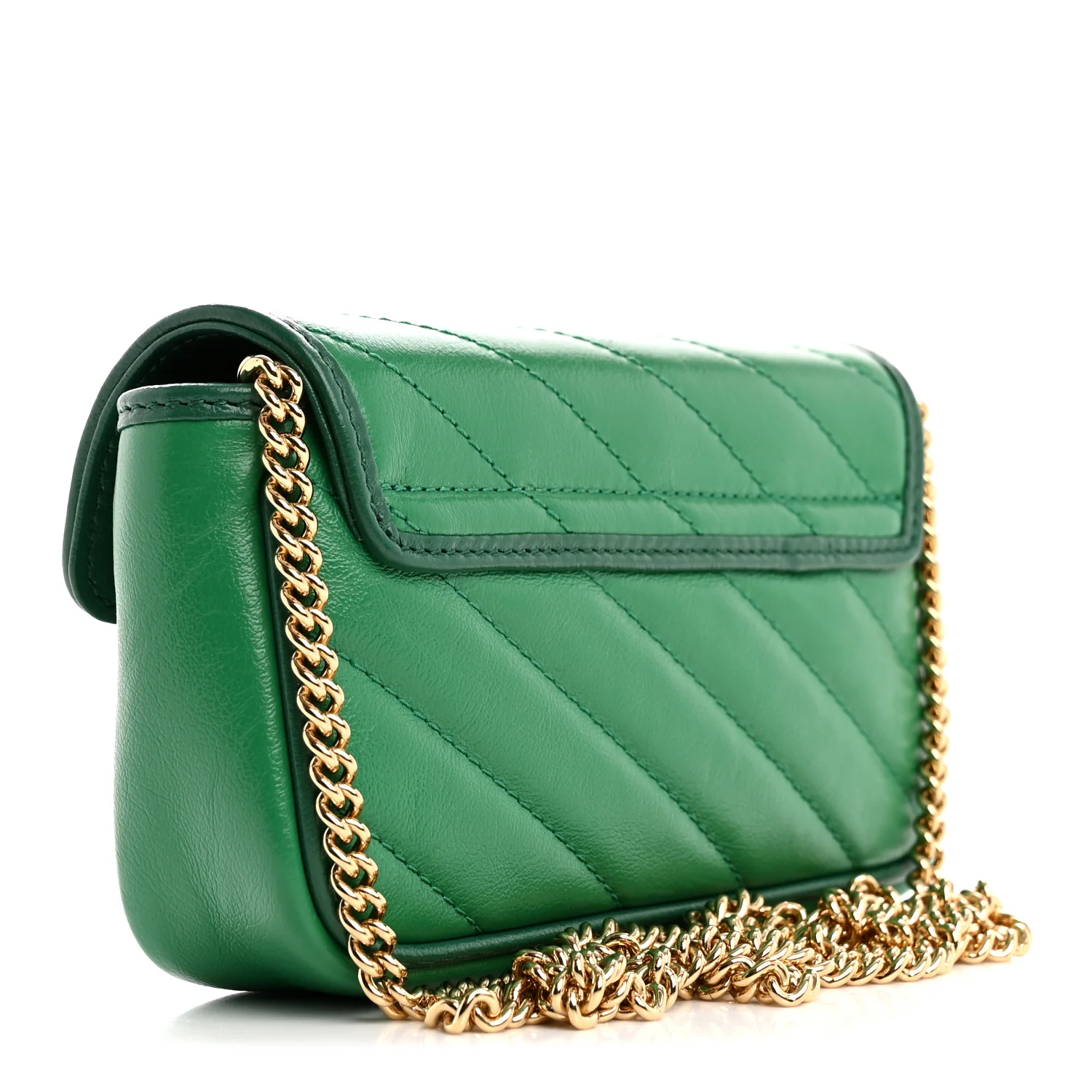 Azalea Calfskin Enamel Matelasse Diagonal Super Mini Torchon GG Marmont Shoulder Bag New Shamarock Emerald - Image 3