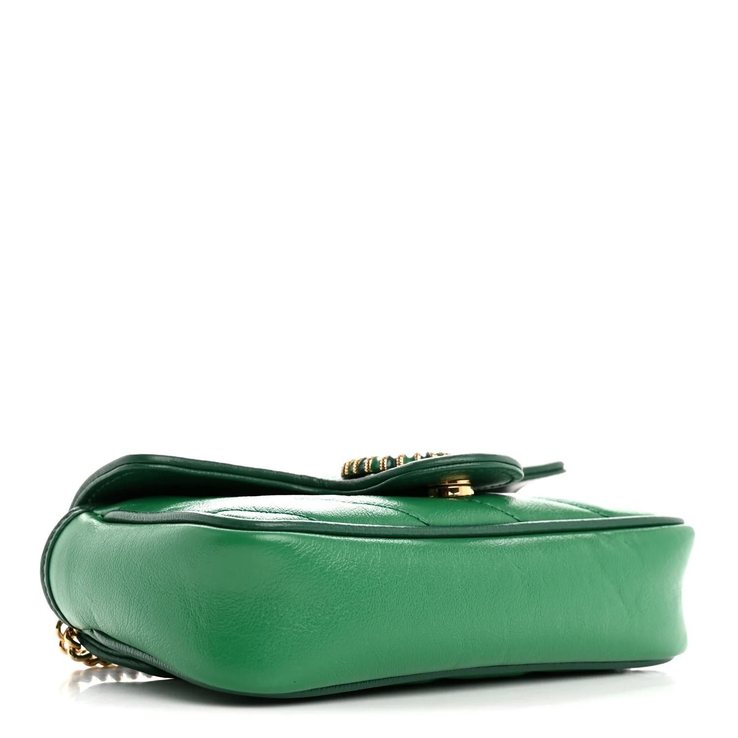 Azalea Calfskin Enamel Matelasse Diagonal Super Mini Torchon GG Marmont Shoulder Bag New Shamarock Emerald - Image 4