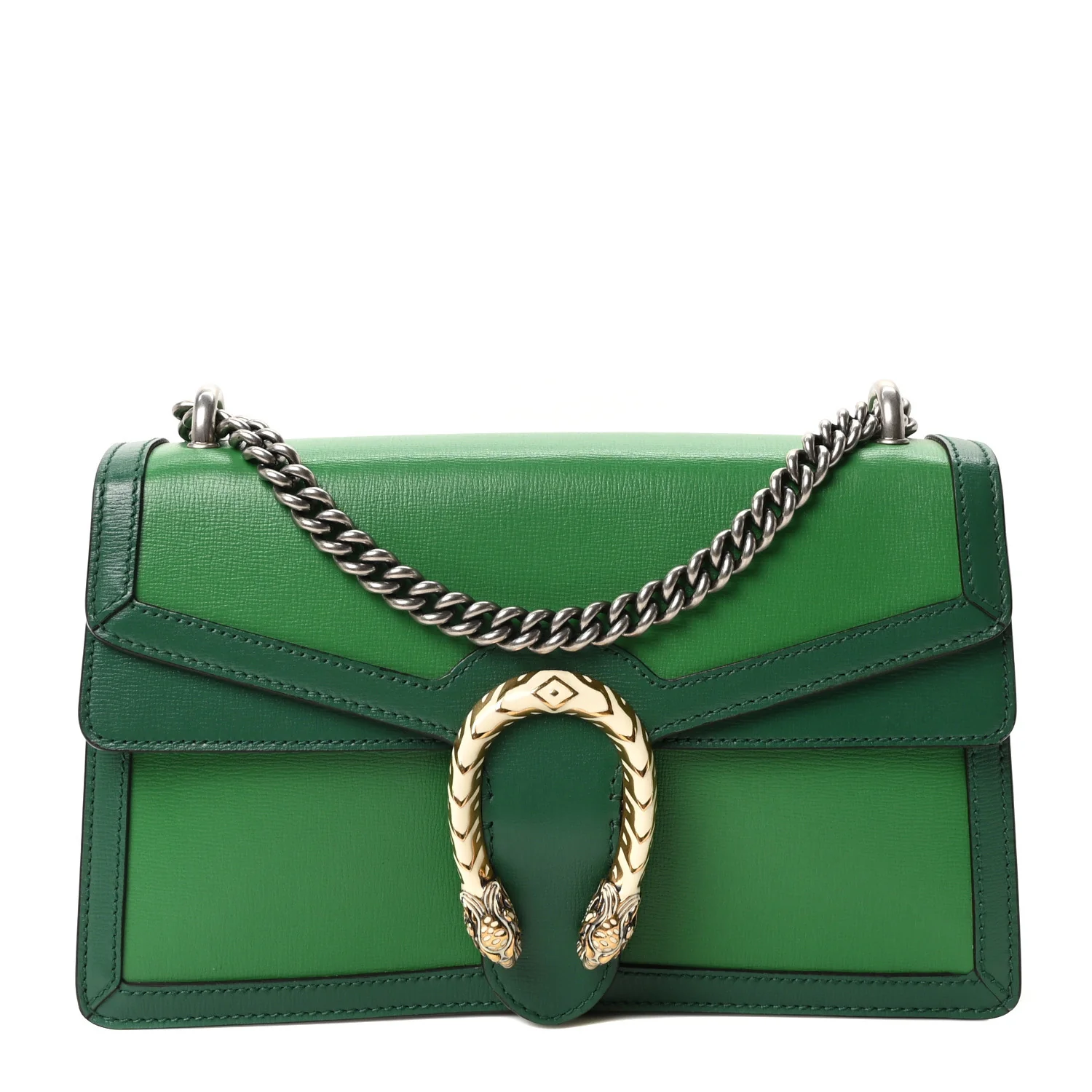 Azalea Calfskin Enamel Small Dionysus Shoulder Bag New Shamarock Emerald Off White