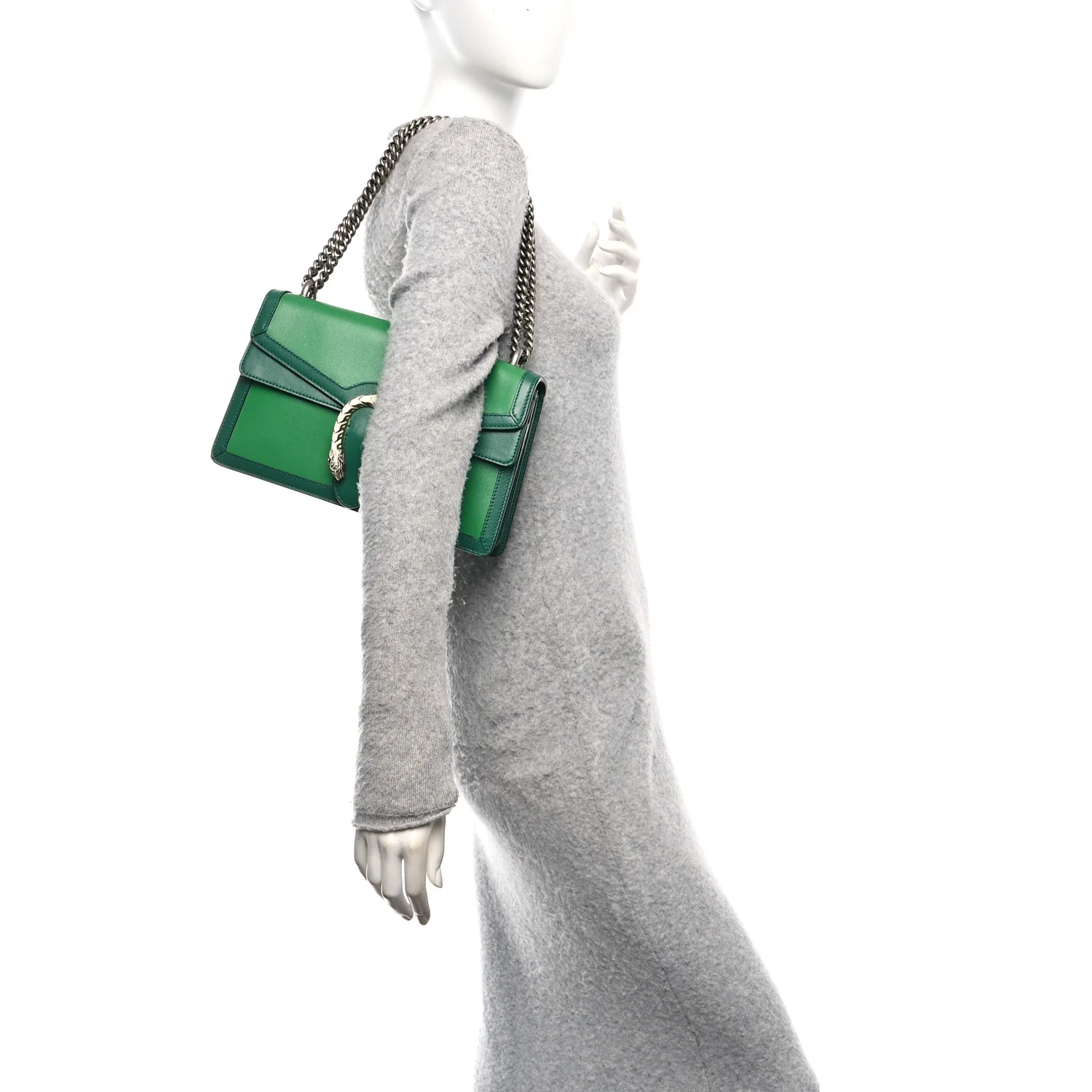 Azalea Calfskin Enamel Small Dionysus Shoulder Bag New Shamarock Emerald Off White - Image 2