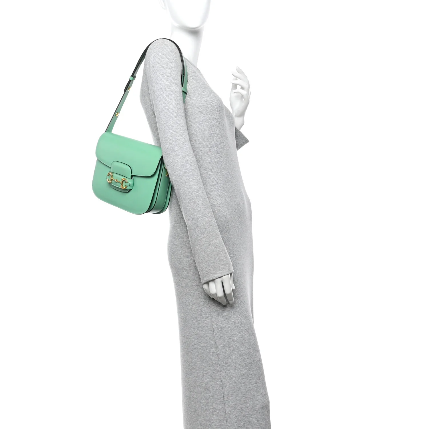 Azalea Calfskin Horsebit 1955 Shoulder Bag Light Green - Image 2