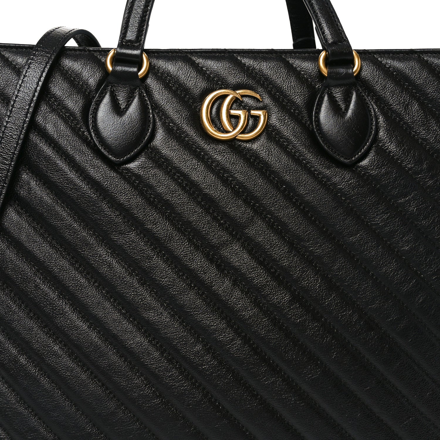 Azalea Calfskin Matelasse Diagonal GG Marmont Tote Bag Black - Image 8