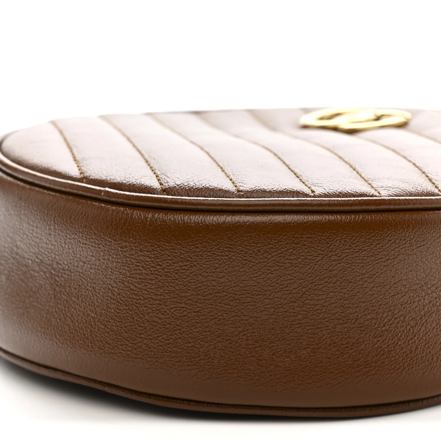 Azalea Calfskin Matelasse Diagonal Mini GG Marmont Round Shoulder Bag Cuir - Image 10