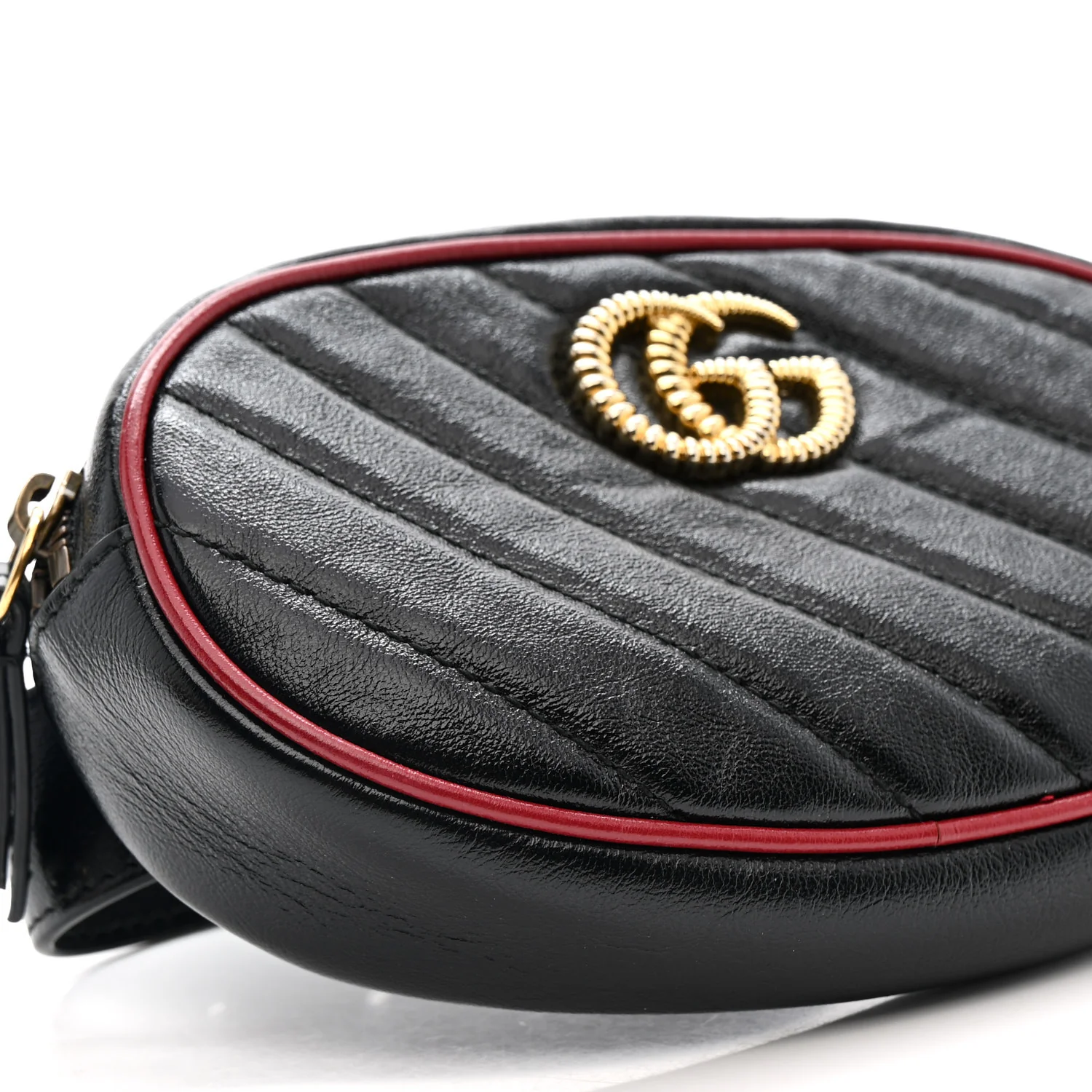 Azalea Calfskin Matelasse Diagonal Torchon GG Marmont Belt Bag 85 34 Black Romantic Cerise - Image 10