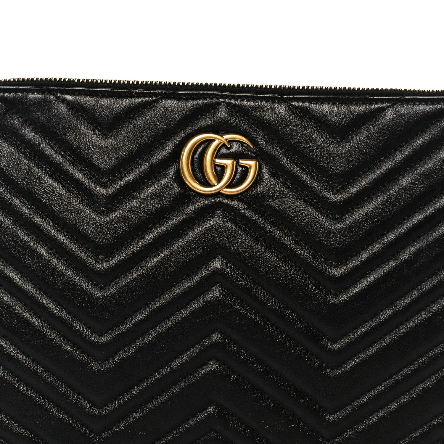 Azalea Calfskin Matelasse Heart GG Marmont Zip Pouch Black - Image 8