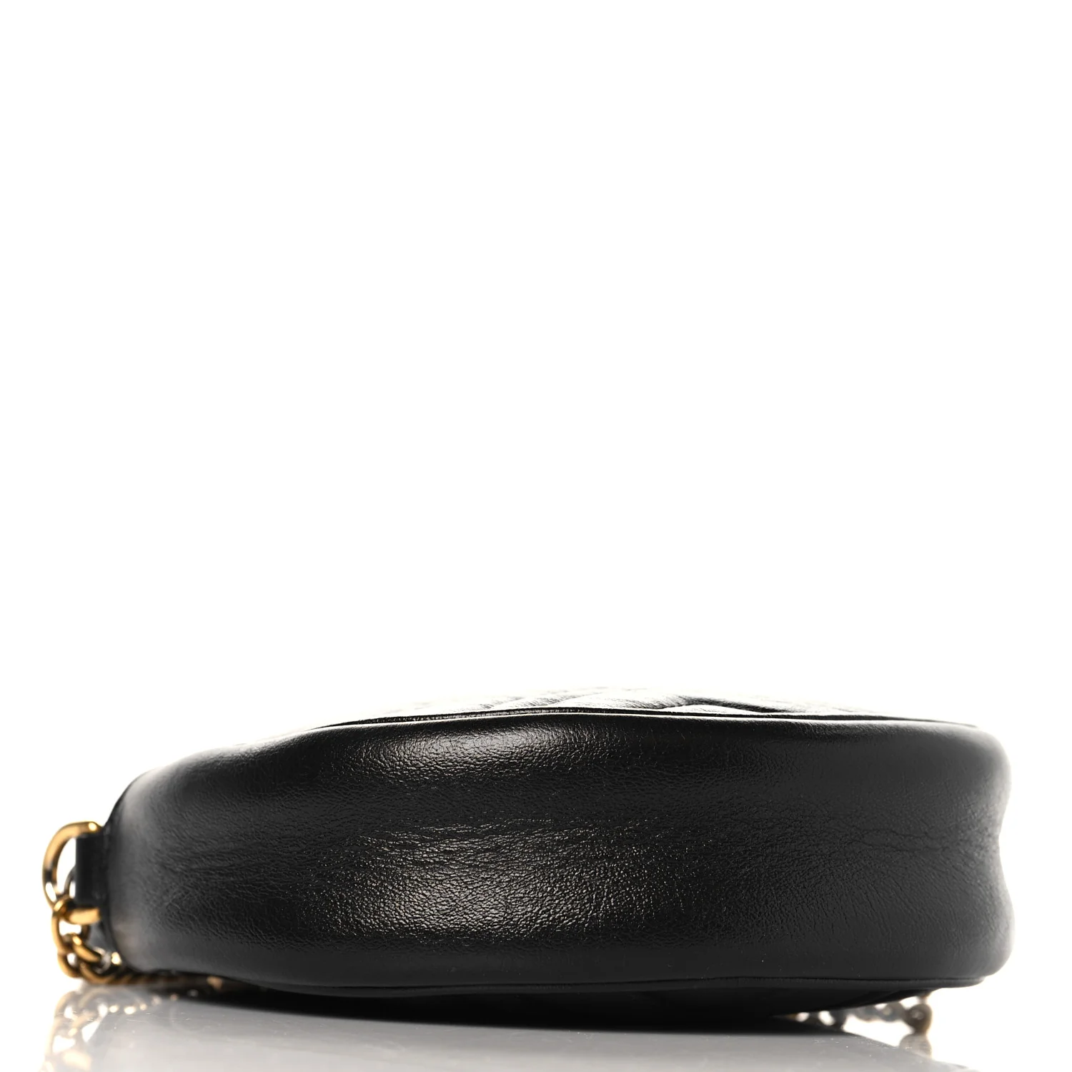 Azalea Calfskin Matelasse Heart Mini GG Marmont Round Shoulder Bag Black - Image 4
