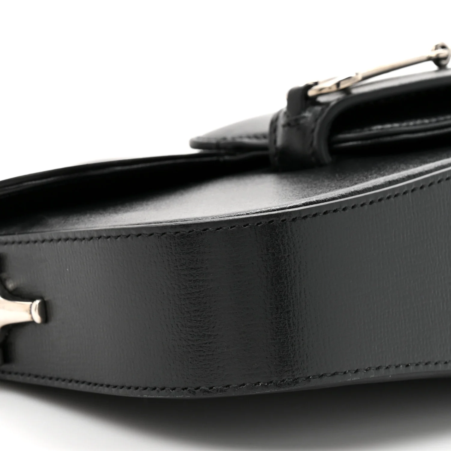 Azalea Calfskin Small Horsebit 1955 Asymmetric Shoulder Bag Black - Image 10
