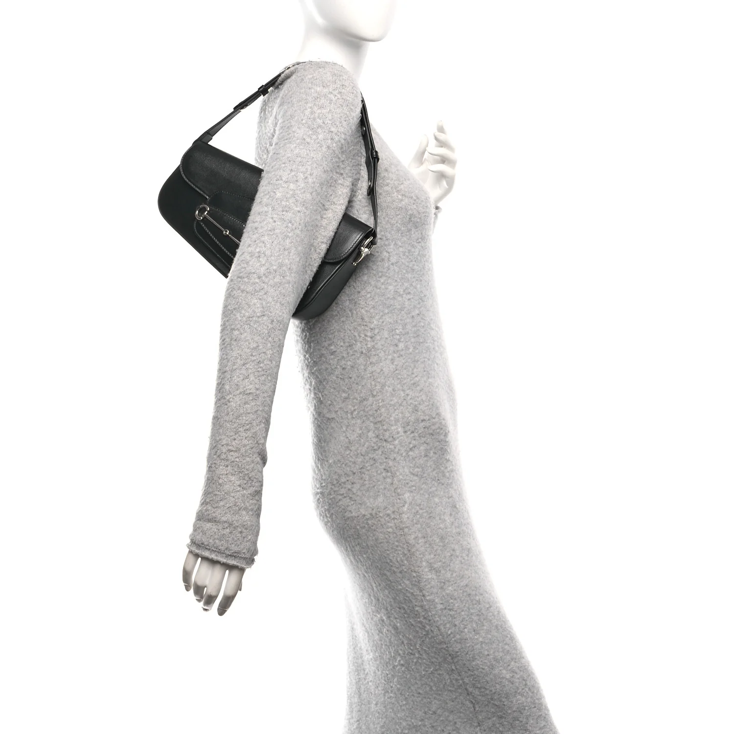 Azalea Calfskin Small Horsebit 1955 Asymmetric Shoulder Bag Black - Image 2