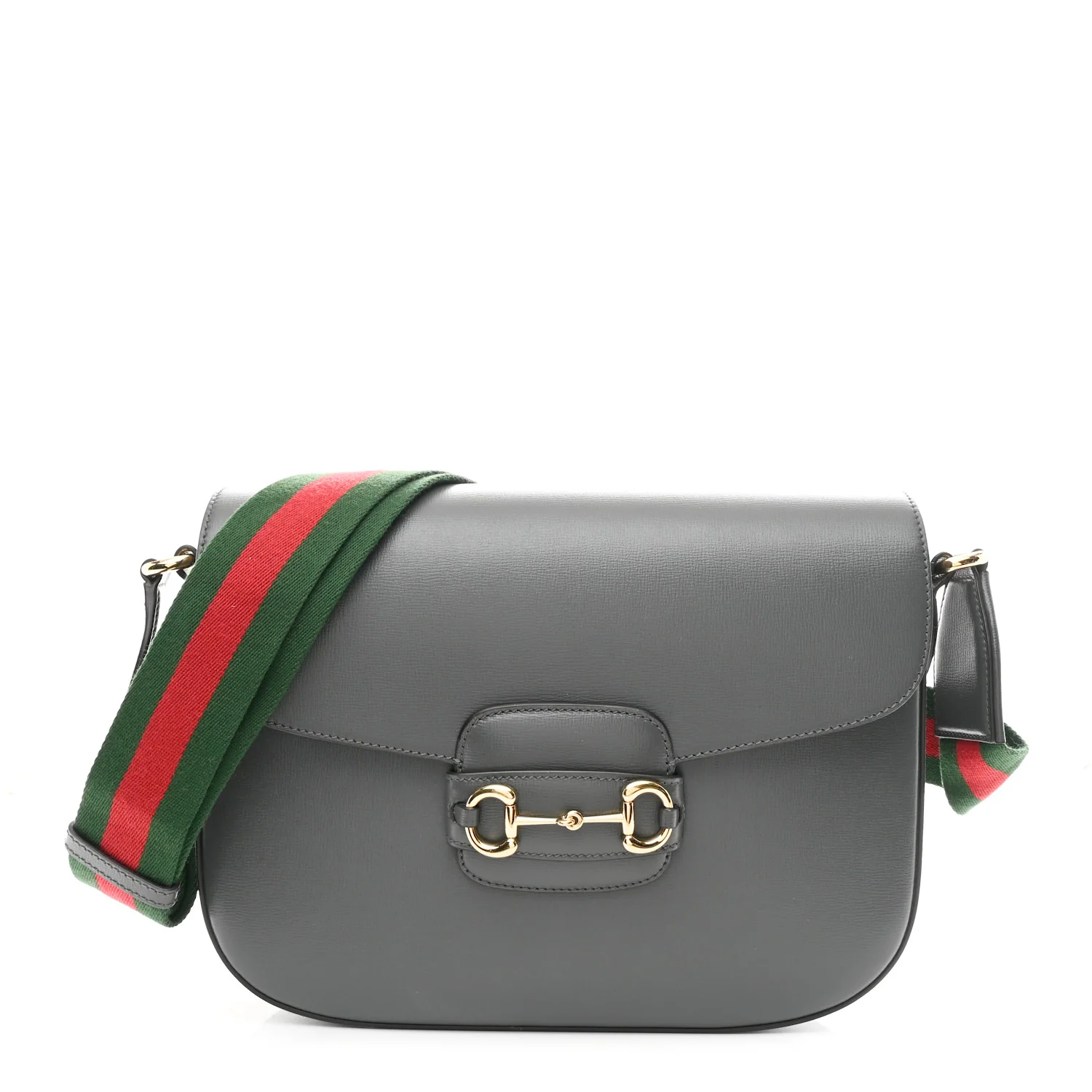 Azalea Calfskin Web Horsebit 1955 Shoulder Bag Graphite Grey