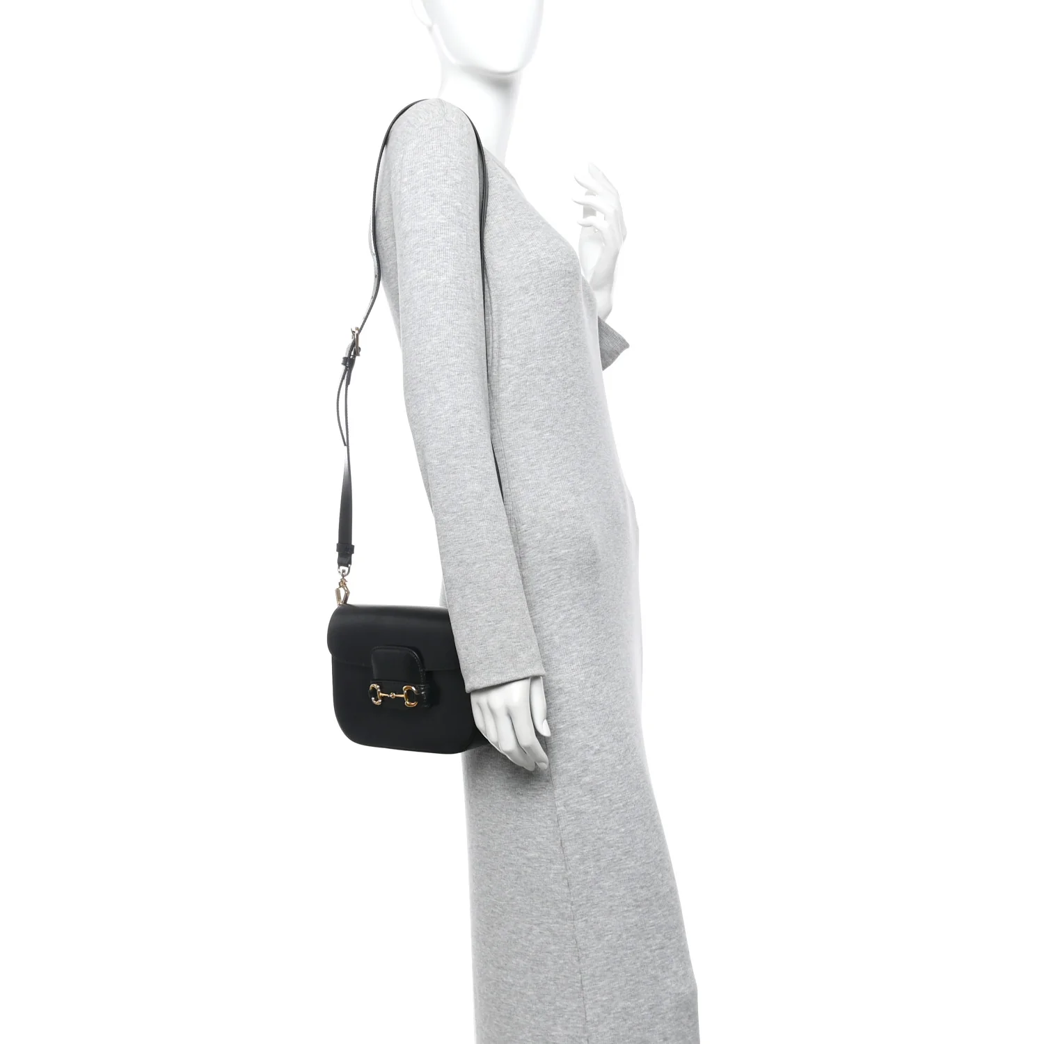 Azalea Calfskin Web Mini Horsebit 1955 Shoulder Bag Black - Image 2