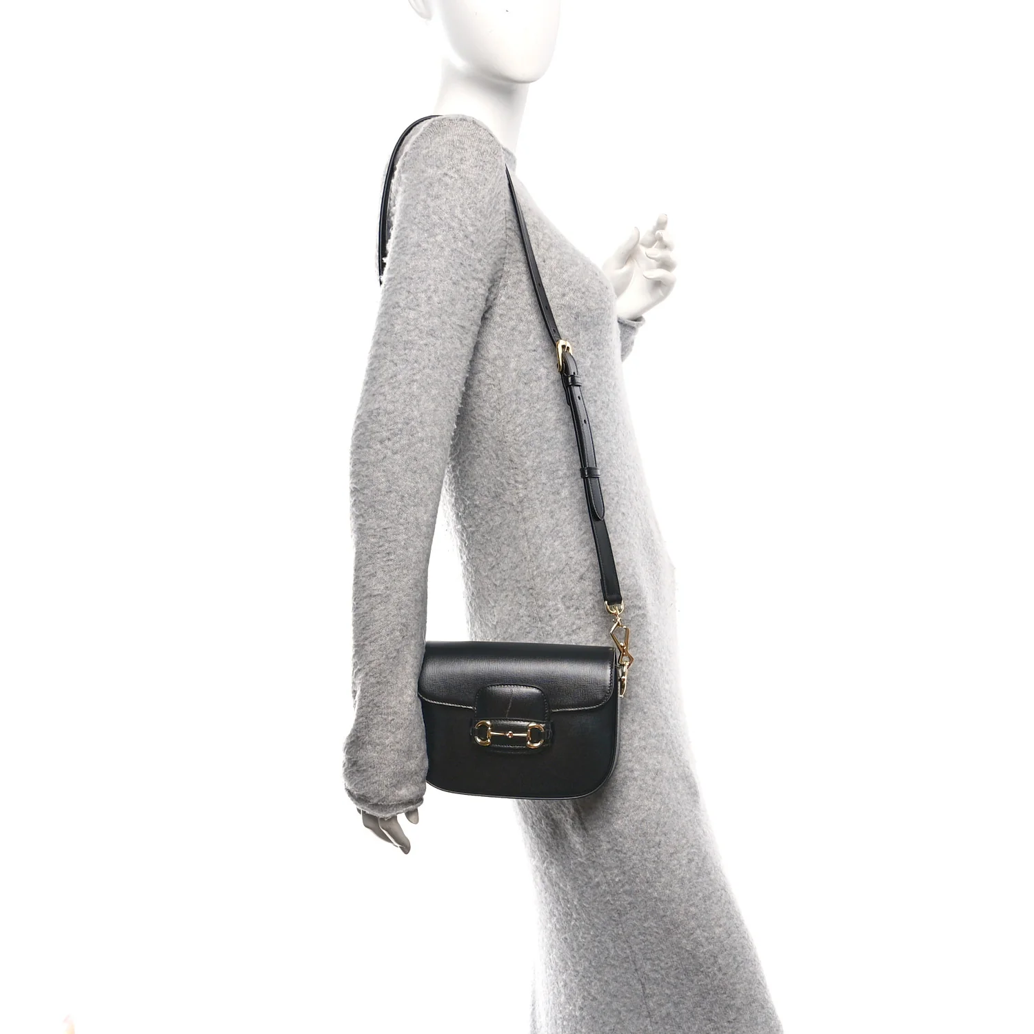 Azalea Calfskin Web Mini Horsebit 1955 Shoulder Bag Black - Image 2