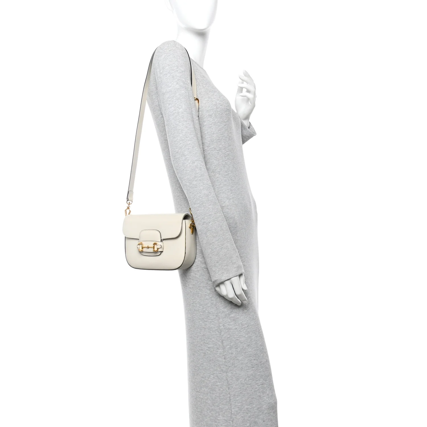 Azalea Calfskin Web Mini Horsebit 1955 Shoulder Bag Mystic White - Image 2