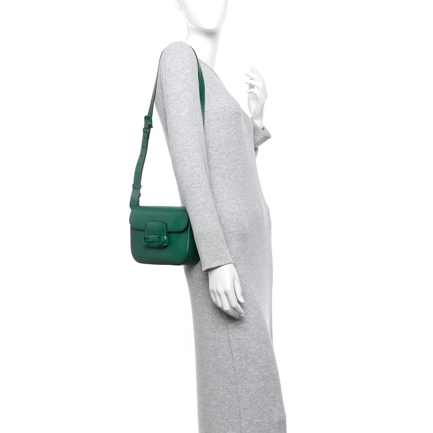 Azalea Calfskin Web Monochrome Horsebit 1955 Shoulder Bag Emerald - Image 2
