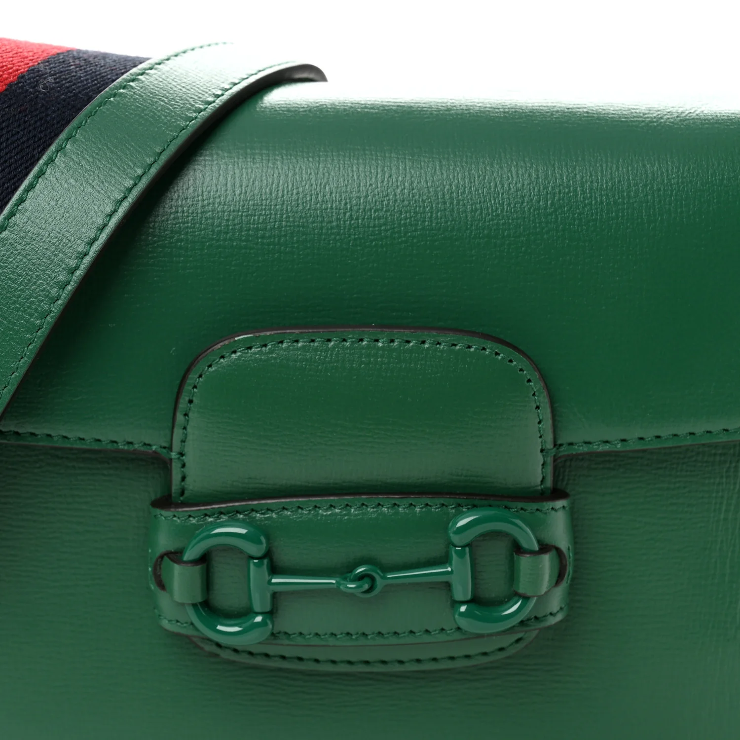 Azalea Calfskin Web Monochrome Horsebit 1955 Shoulder Bag Emerald - Image 8