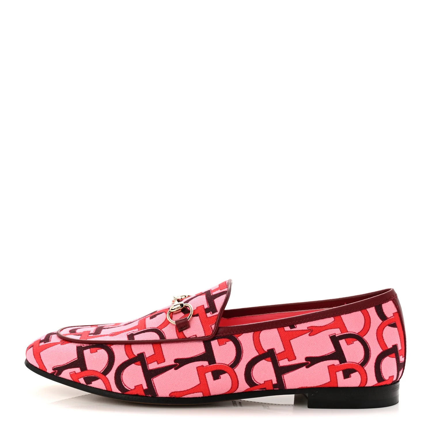 Betis Glamour Canvas Horsebit Print Womens Jordaan Loafers 39.5 Pink Rosso Ancora