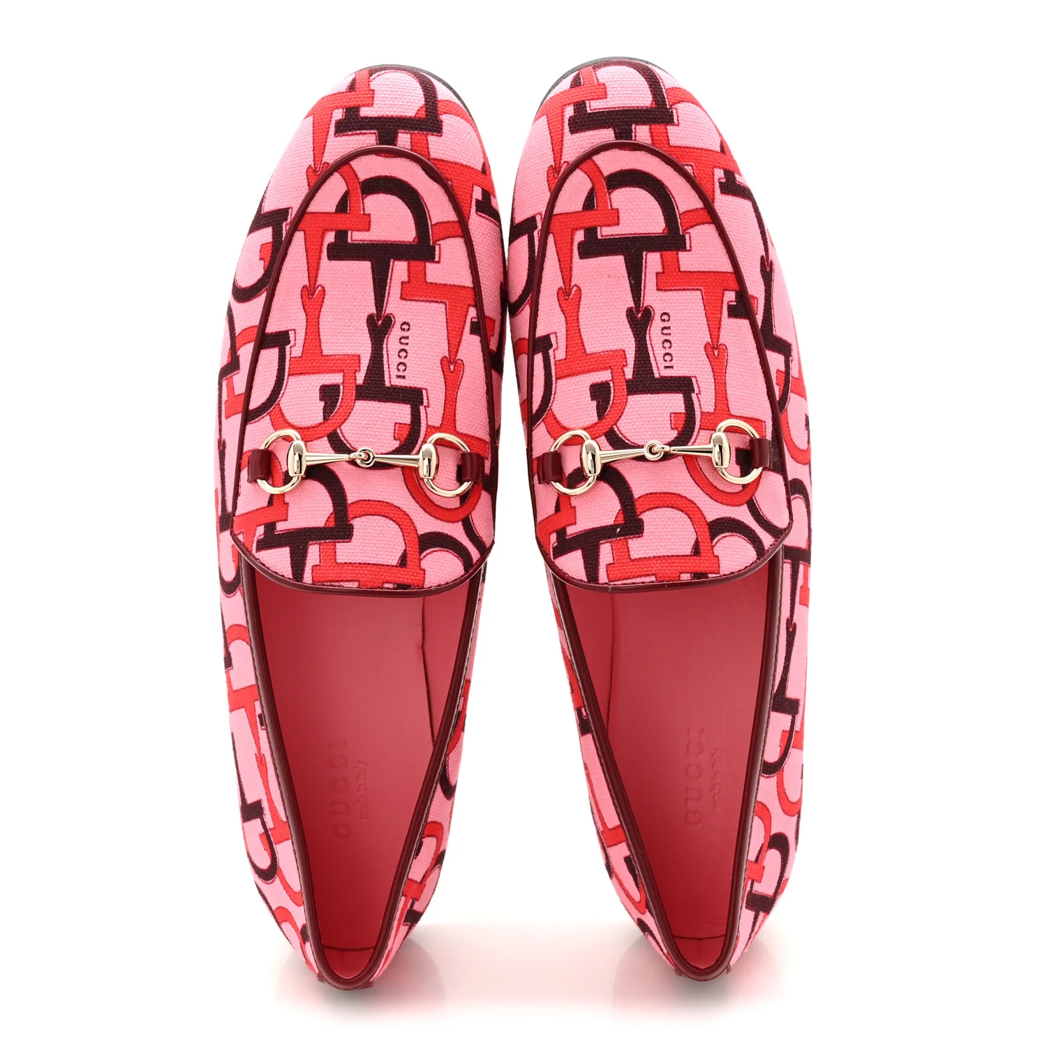 Betis Glamour Canvas Horsebit Print Womens Jordaan Loafers 39.5 Pink Rosso Ancora - Image 5