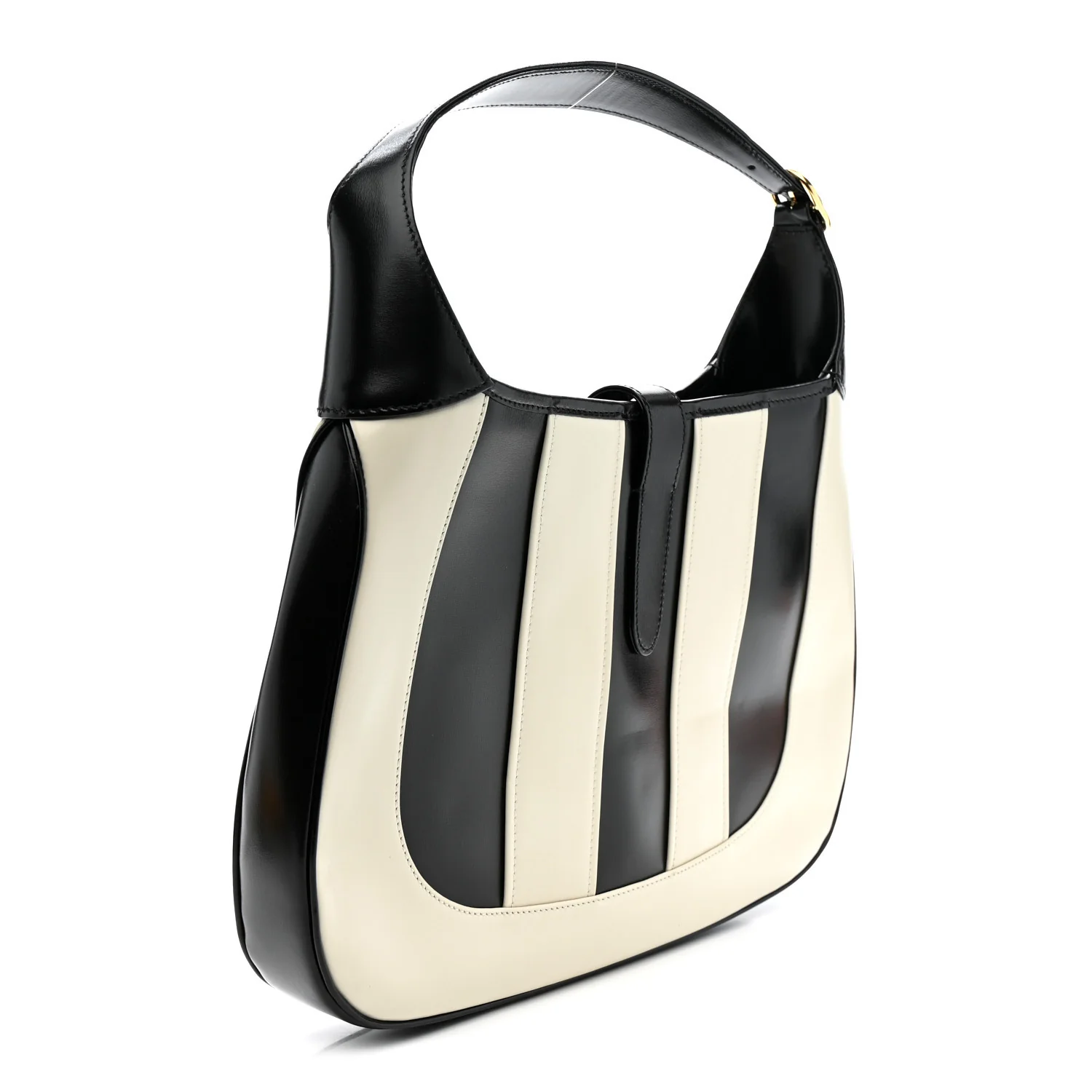 Boarded Dyana Lux Calfskin Striped Medium Jackie 1961 Hobo Black White - Image 3