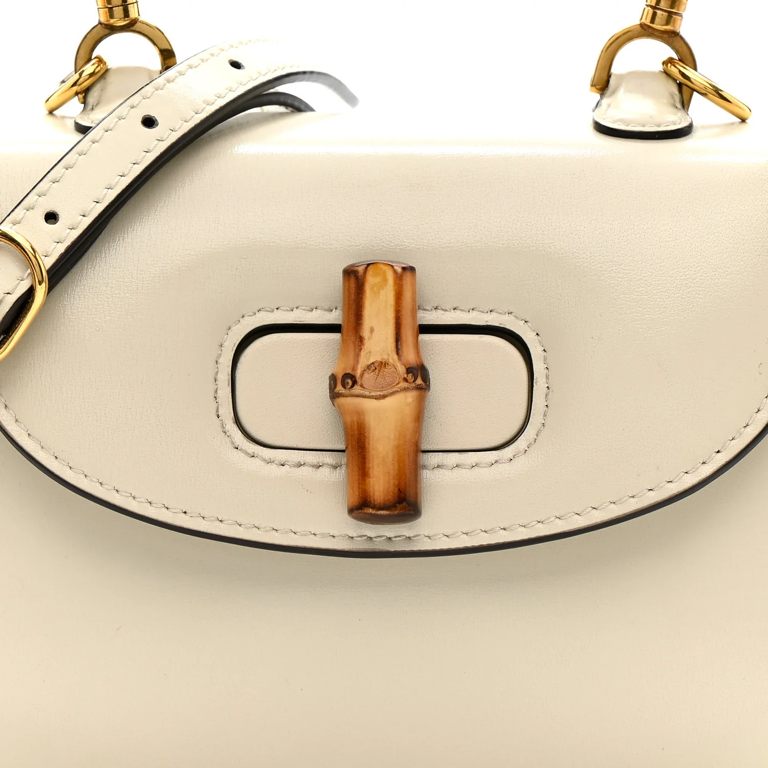 Boarded Dyana Lux Calfskin Web Mini Bamboo 1947 Top Handle Bag  Mystic White - Image 8