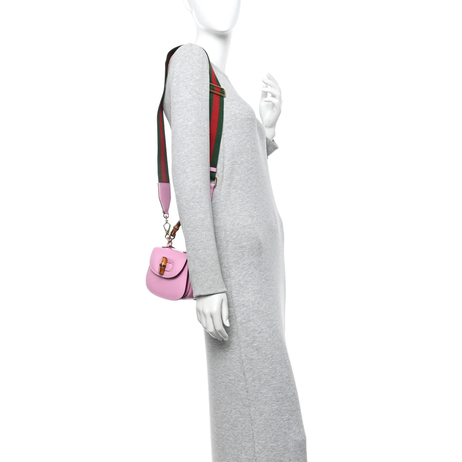 Boarded Dyana Lux Calfskin Web Mini Bamboo 1947 Top Handle Bag Nice Pink - Image 2