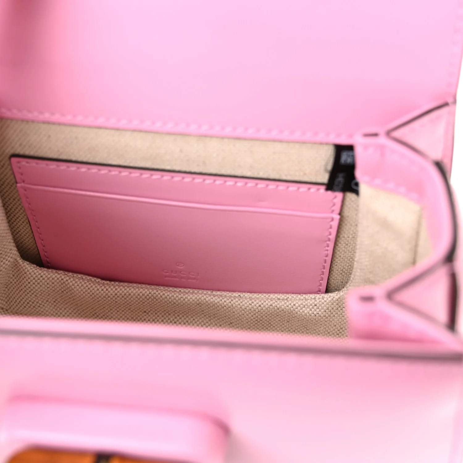 Boarded Dyana Lux Calfskin Web Mini Bamboo 1947 Top Handle Bag Nice Pink - Image 6